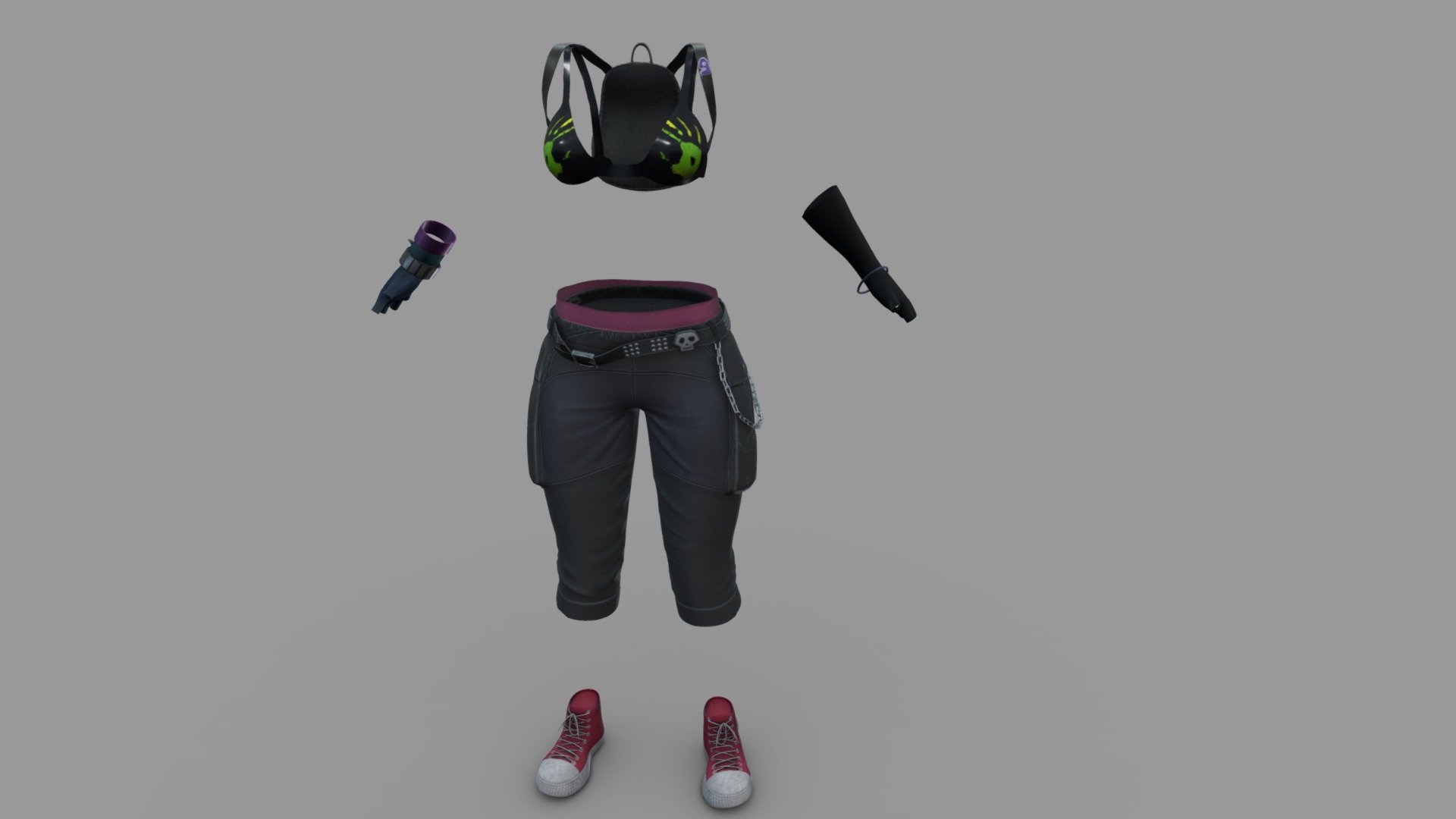 Female Punk Outfit 3d model