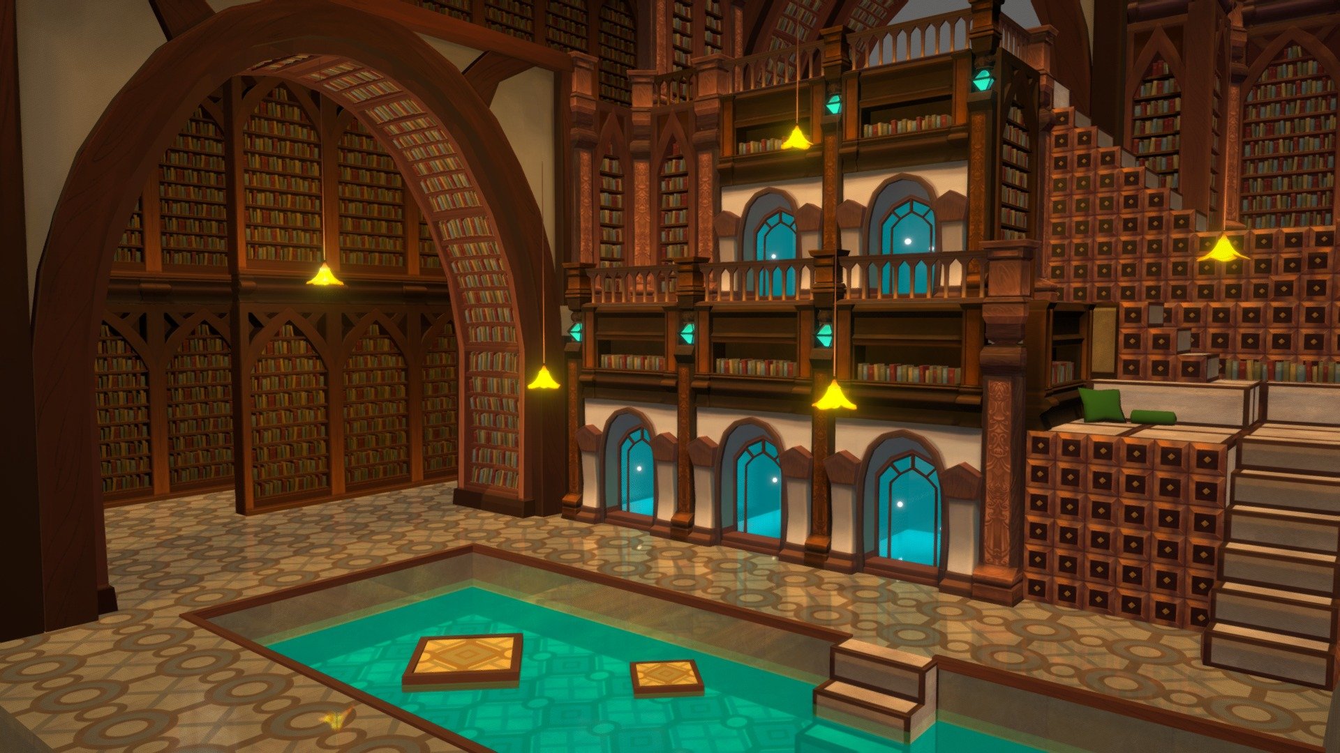 Fantasy Library 3d model