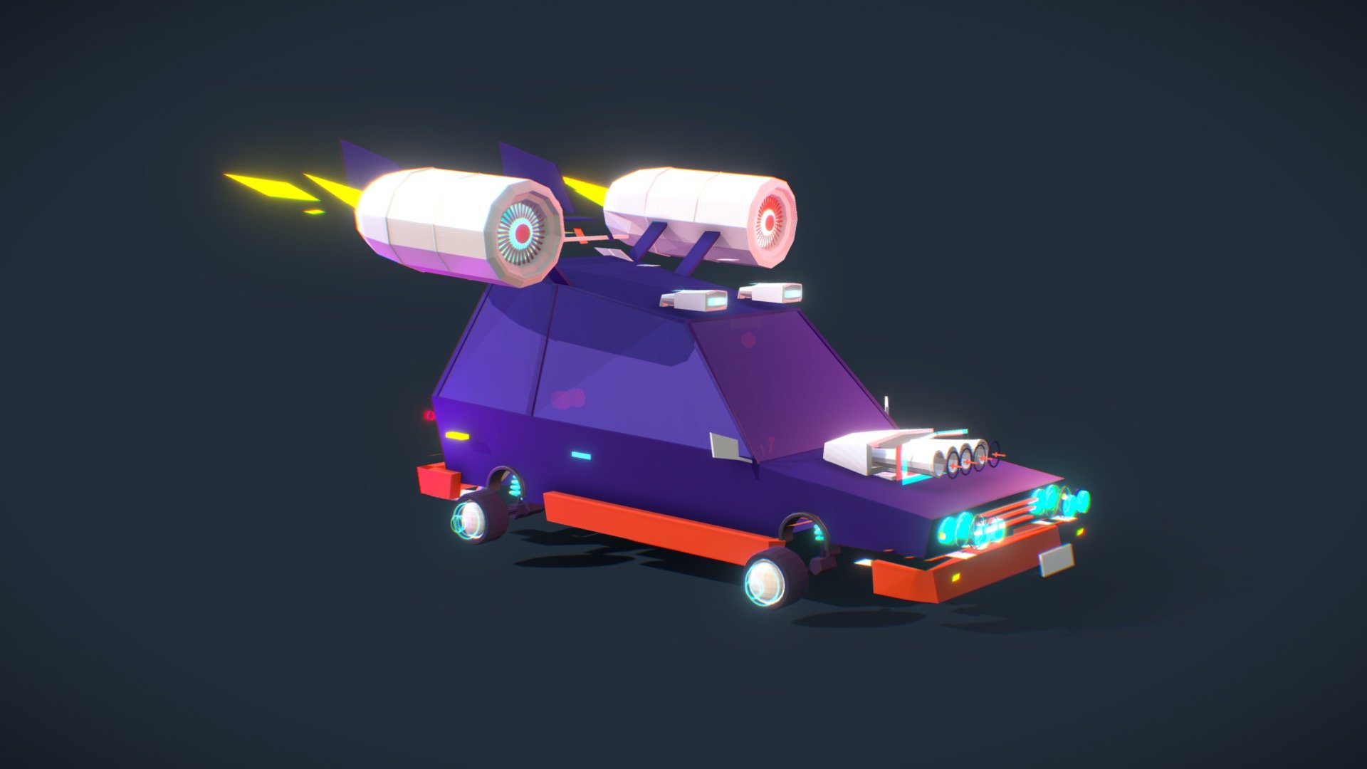 Cartoon Low Poly Space Car 3d model