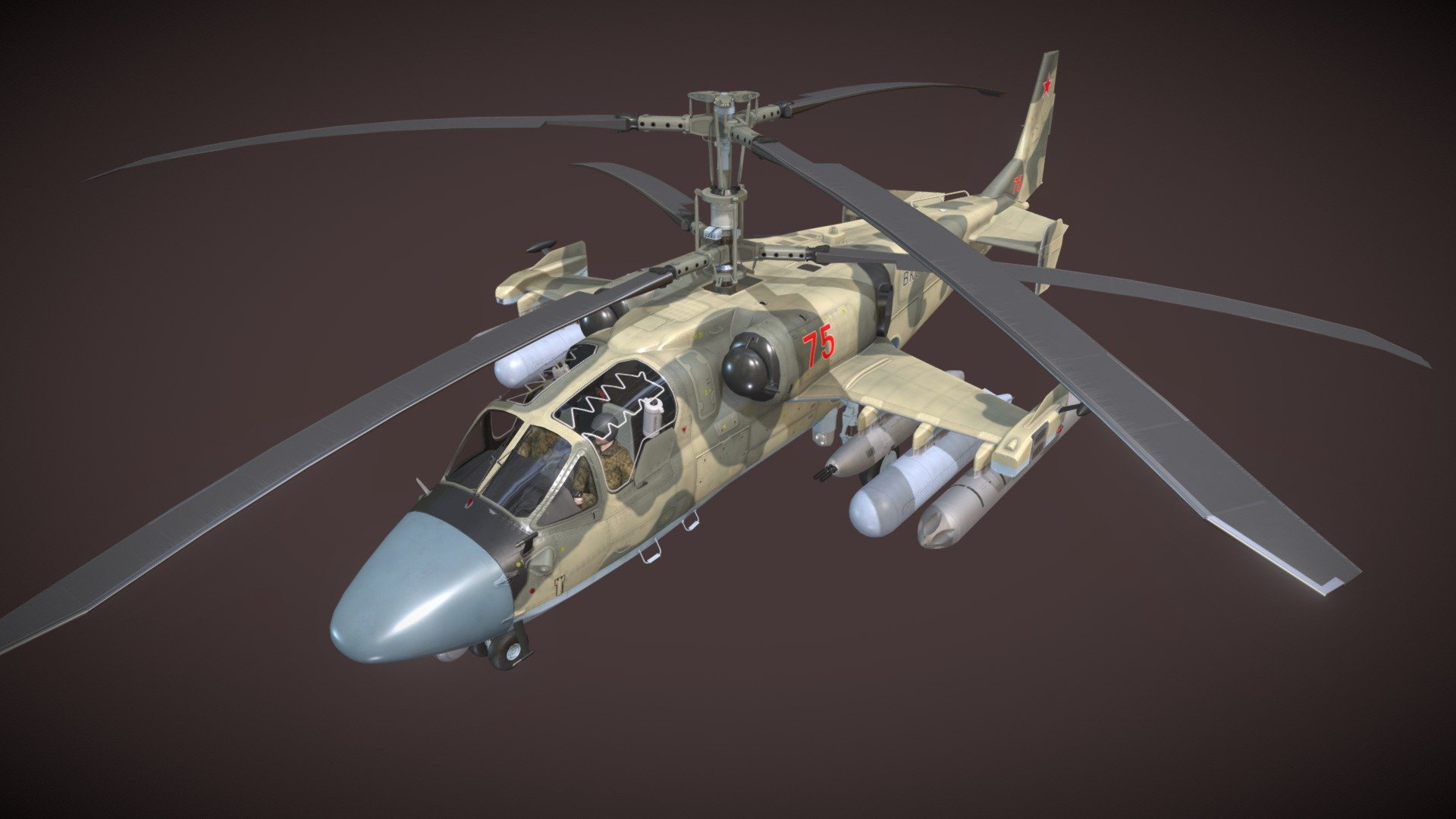 Kamov Ka-52 "Alligator" Camo Complex Animation 3d model