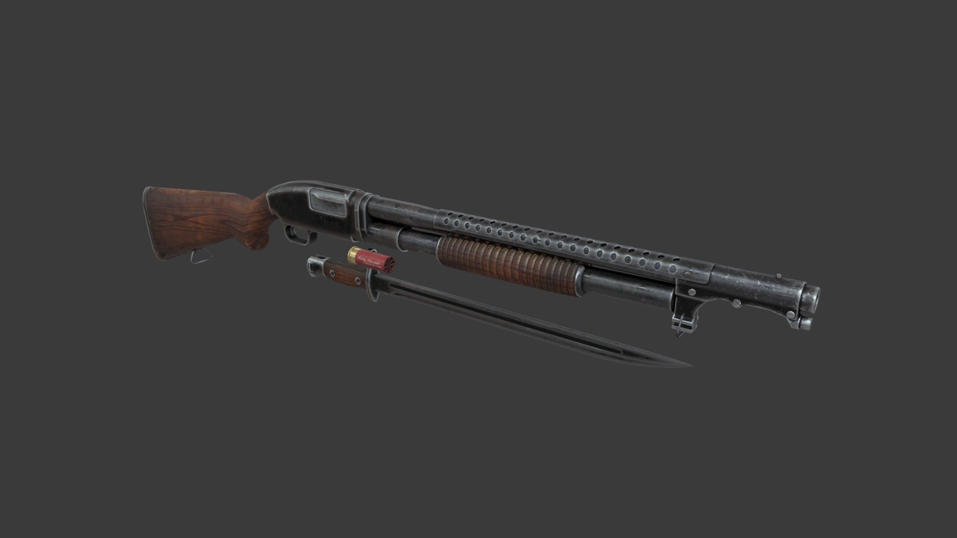 Winchester model 12 Trenchgun Game Asset 3d model