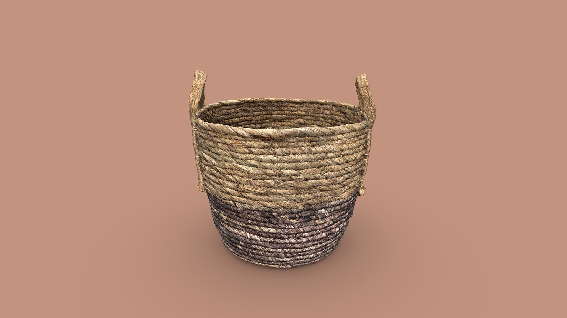 Two-Tone Natural Straw Basket 3d model