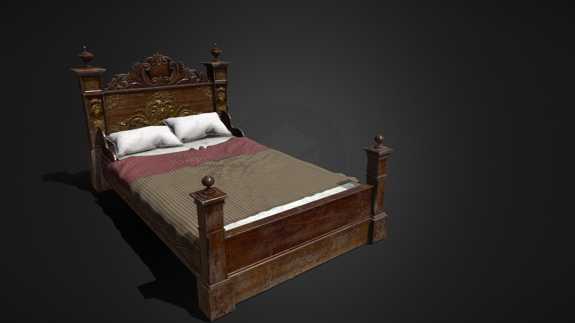 Antique Bed 3d model