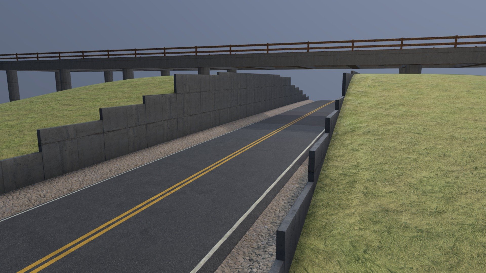 American Road Overpass Underpass Bridge 3d model