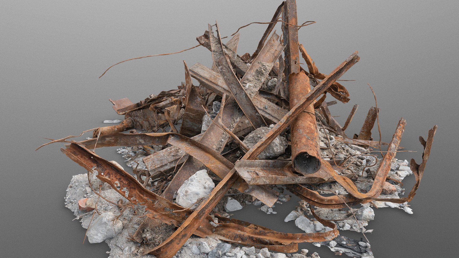 Rusty steel scrap pile 3d model