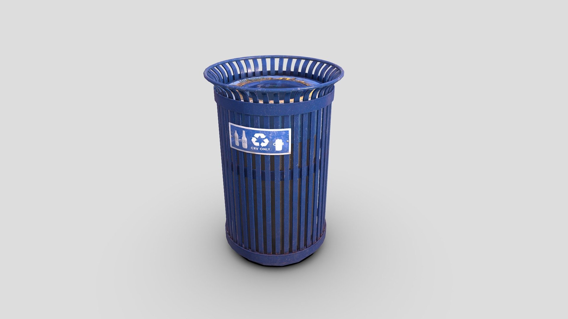 Blue City Trash Can 3d model