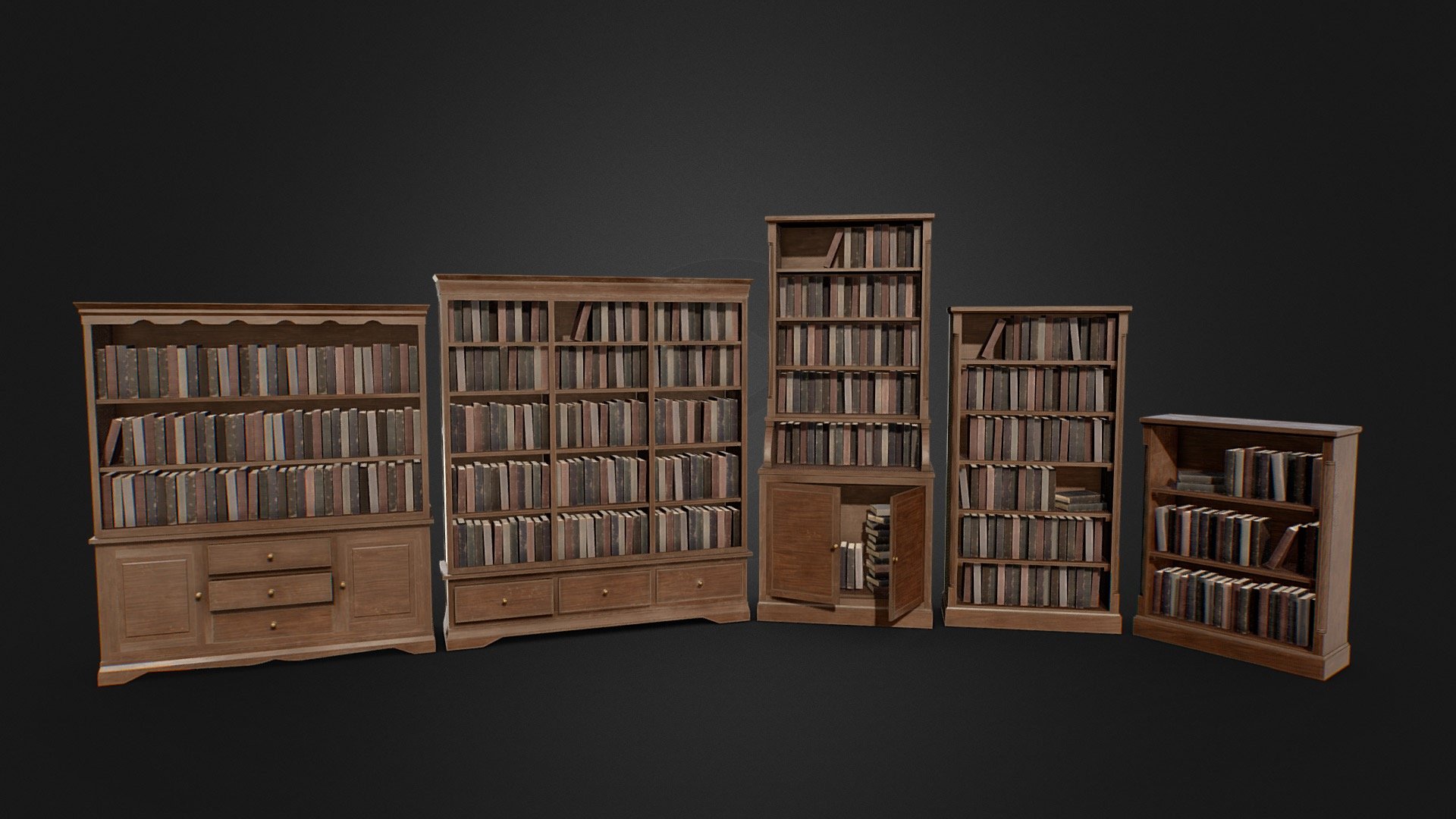 Victorian Bookcase Collection 3d model