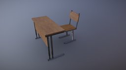 School desk and chair