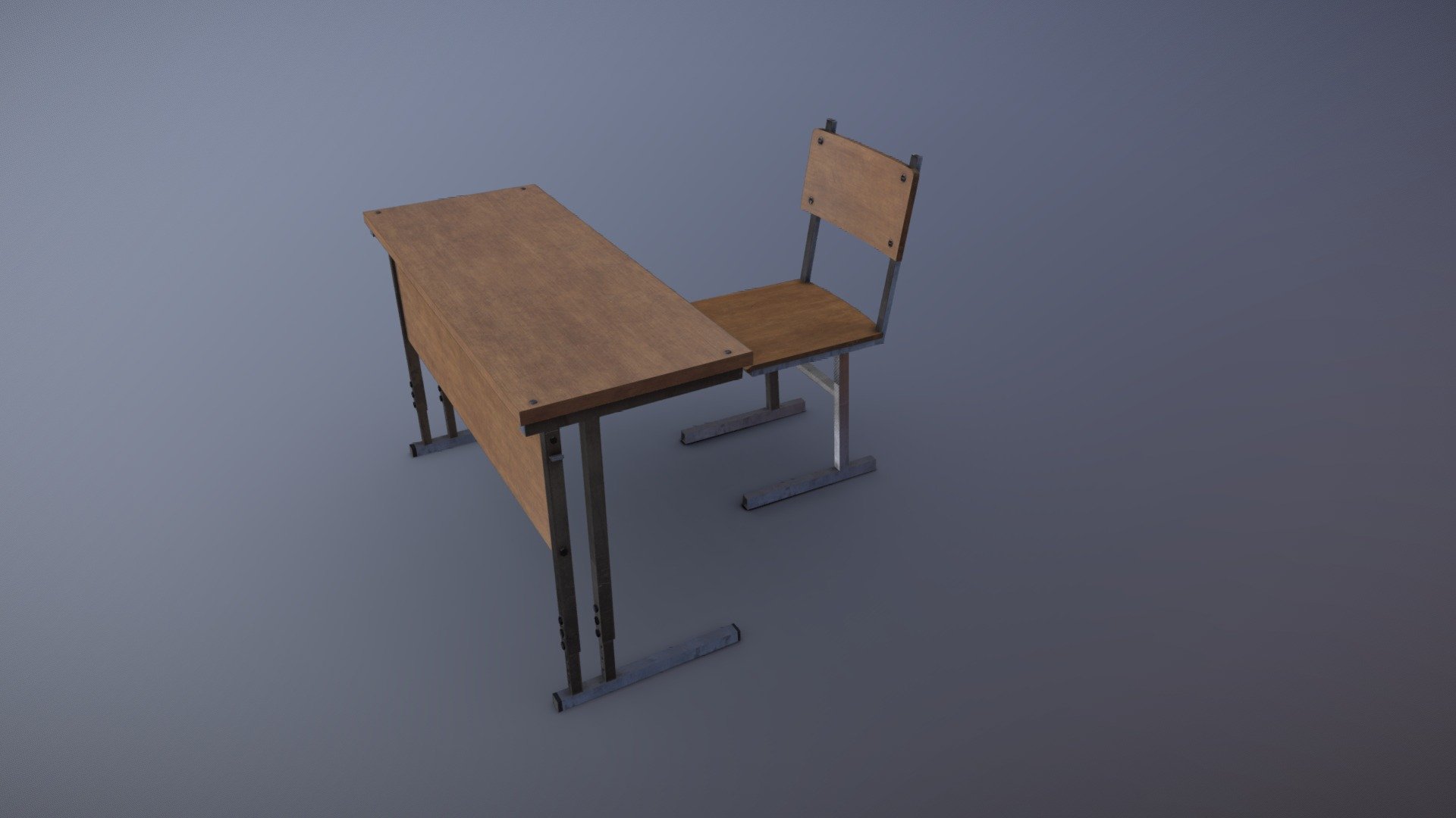 School desk and chair 3d model