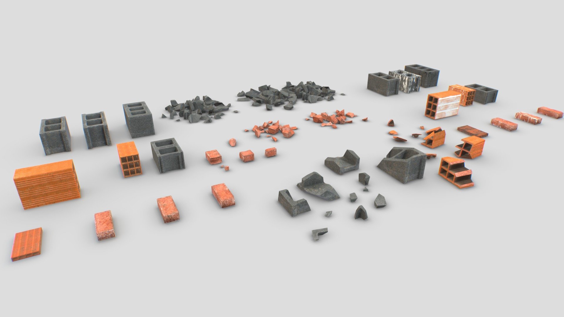 Bricks and debris 3d model