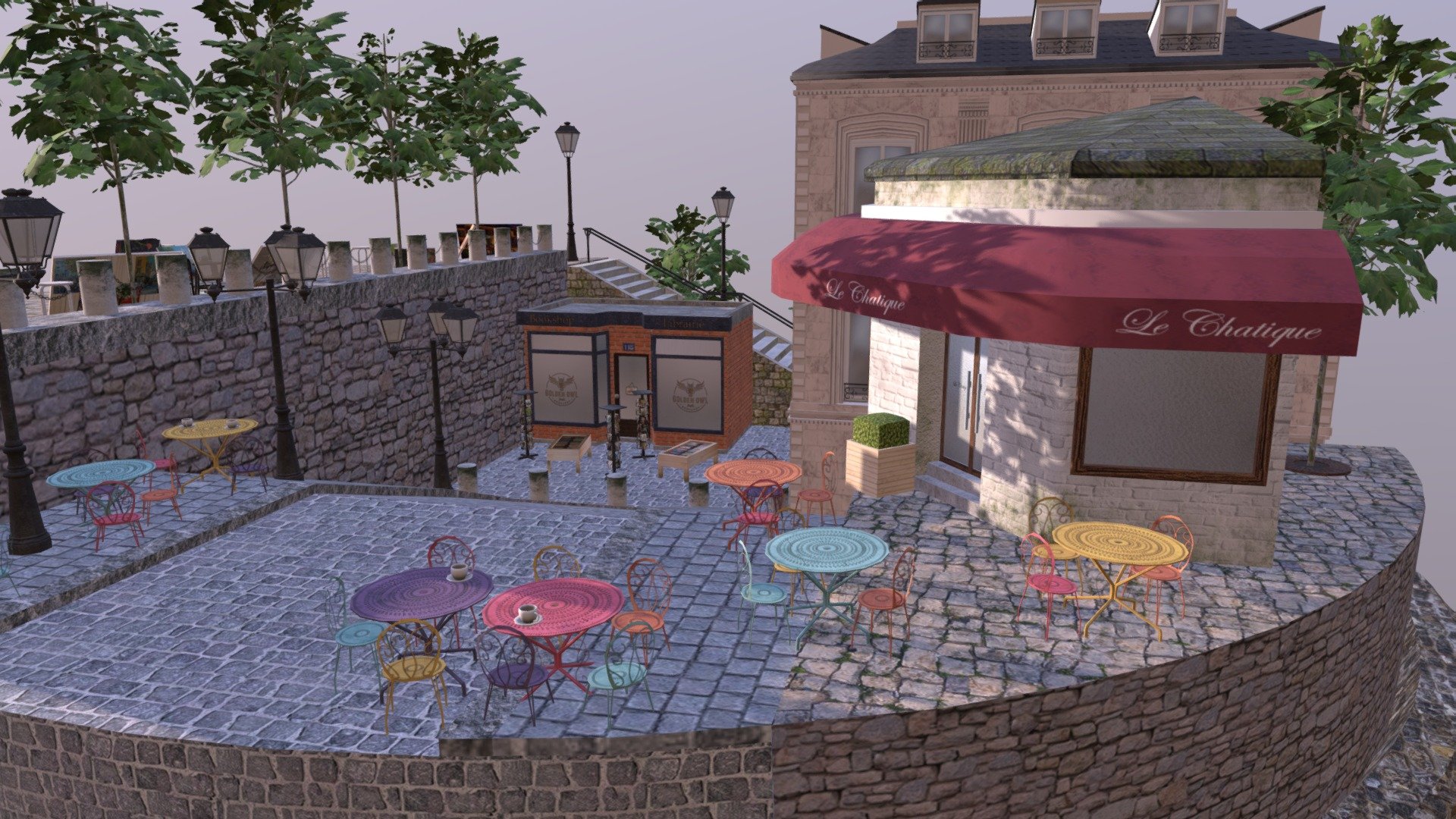 Montmartre City Scene 3d model