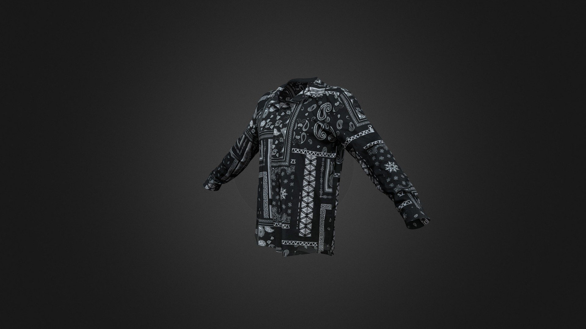 Man Black and white pattern shirt 3d model