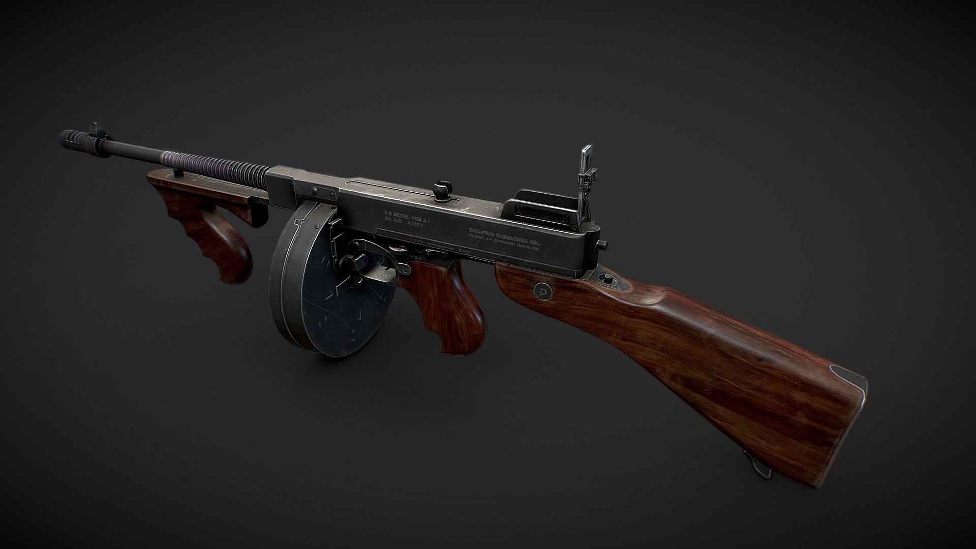 M1928A1 THOMPSON Lowpoly 3D Model 3d model