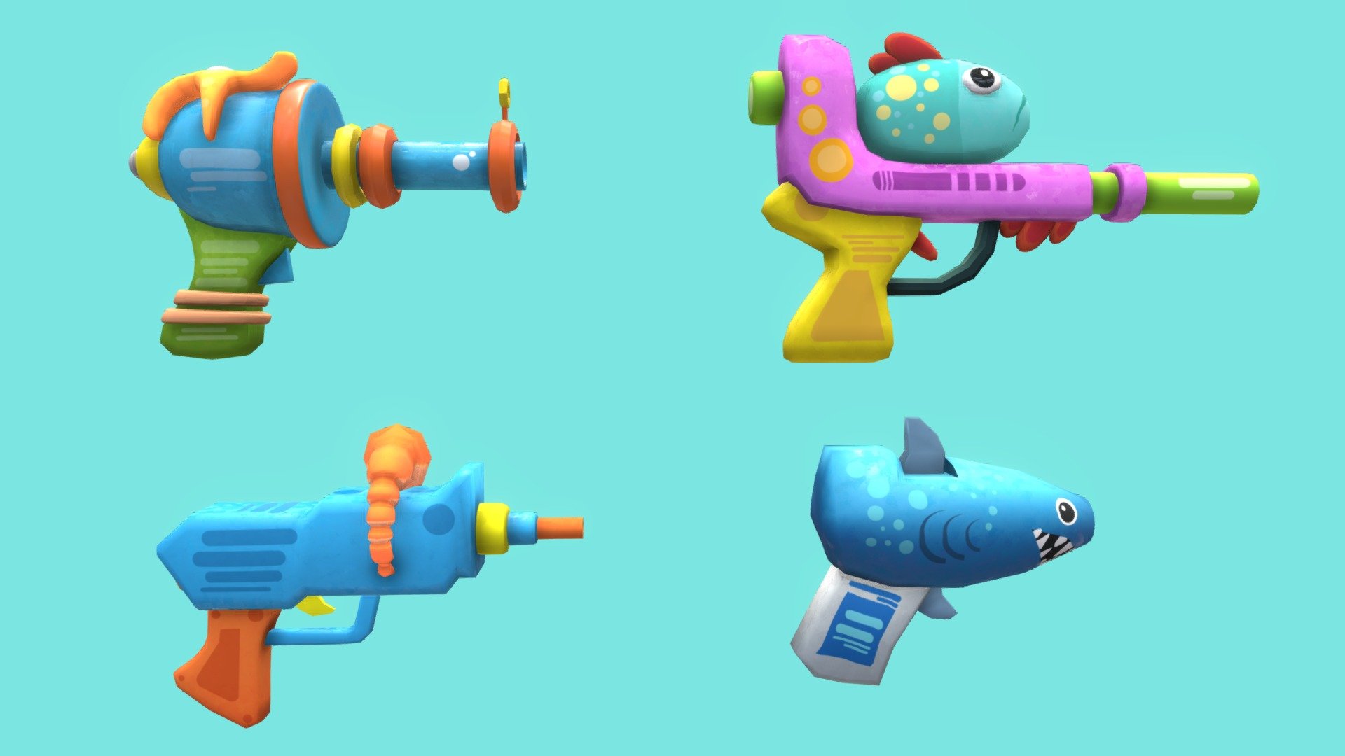 Stylized Gun Bundle 3d model