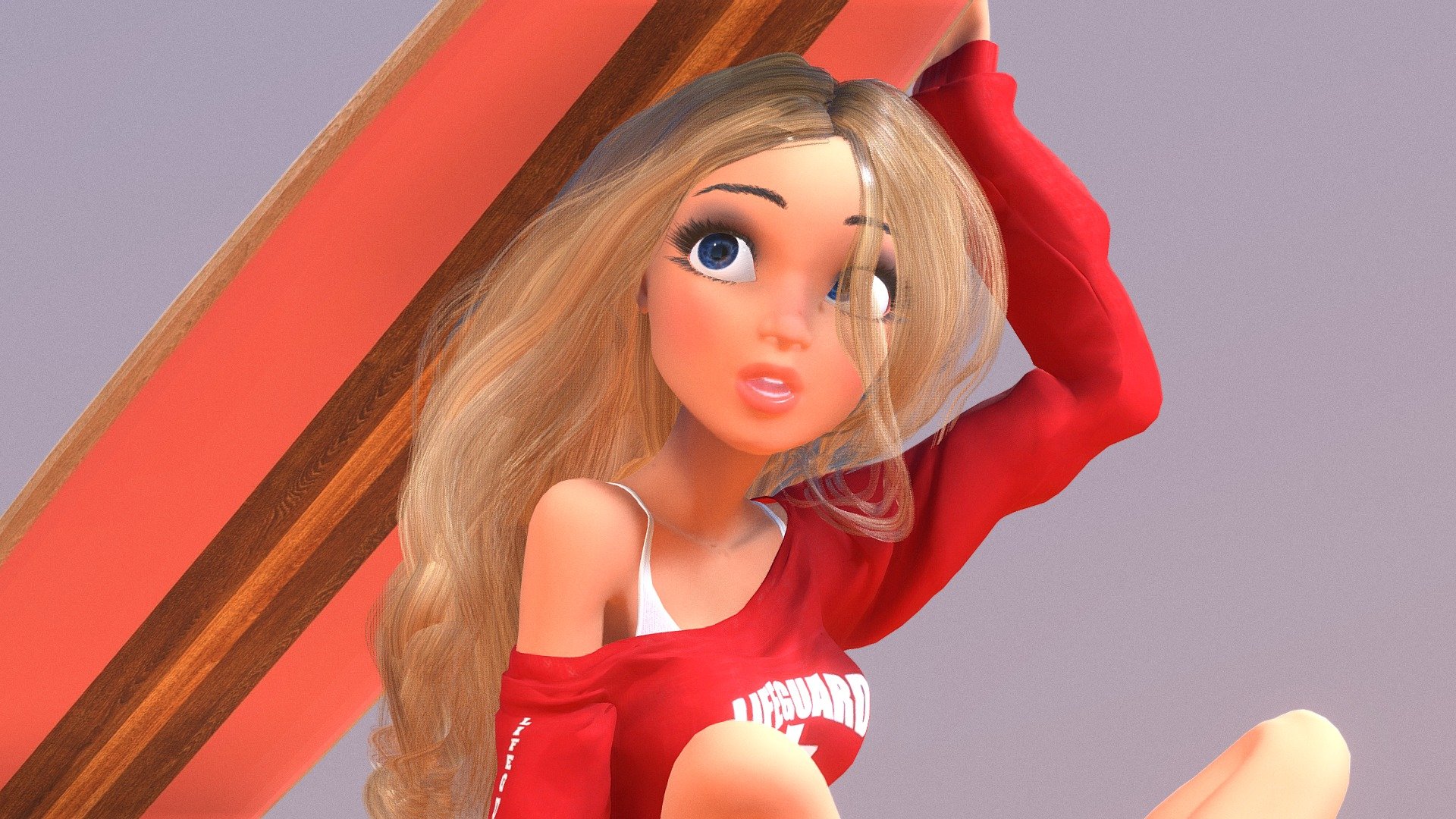 California Girl in Lifeguard Outfit 3d model