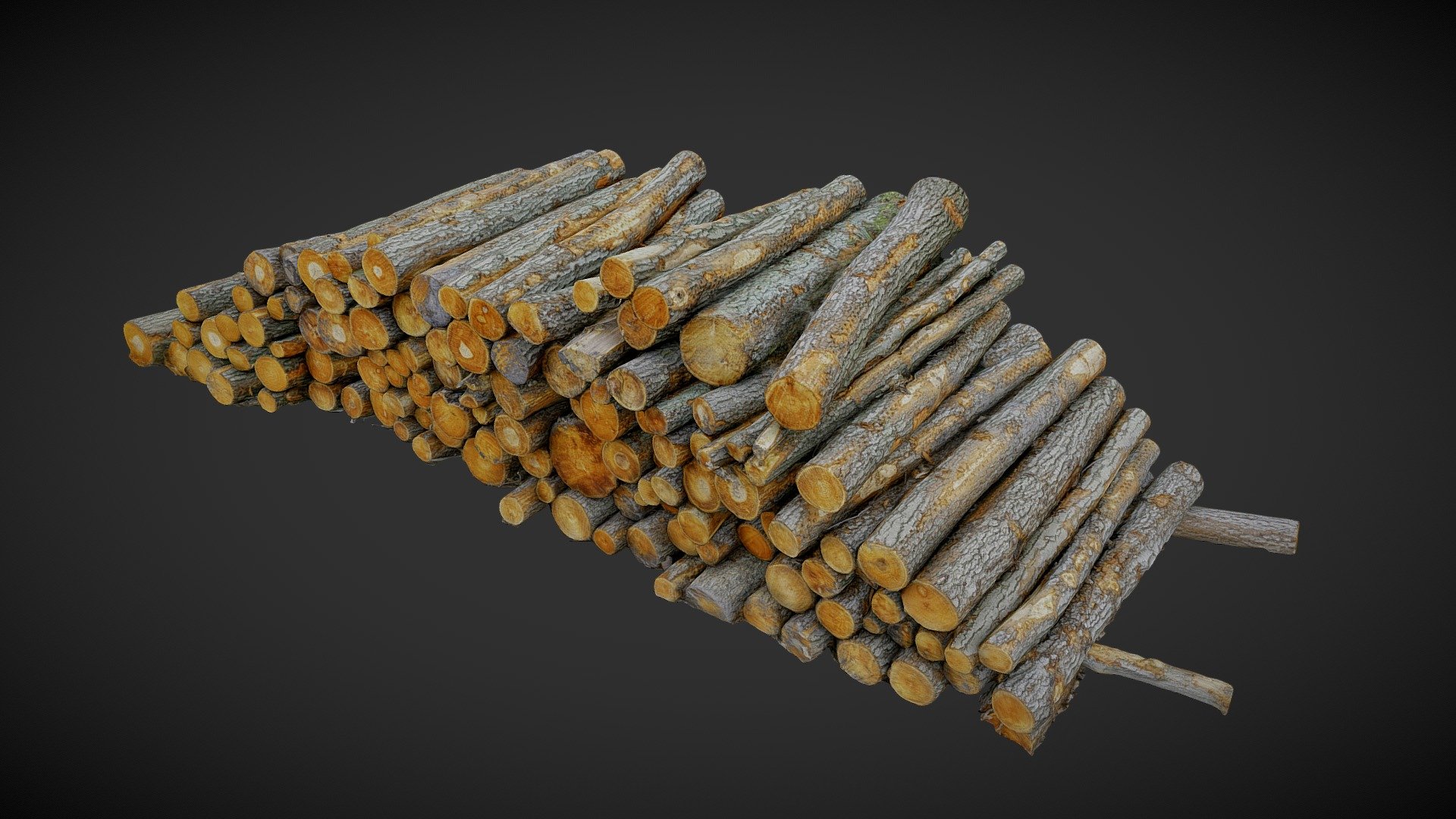 Pile of logs, heap of wood 01 3d model