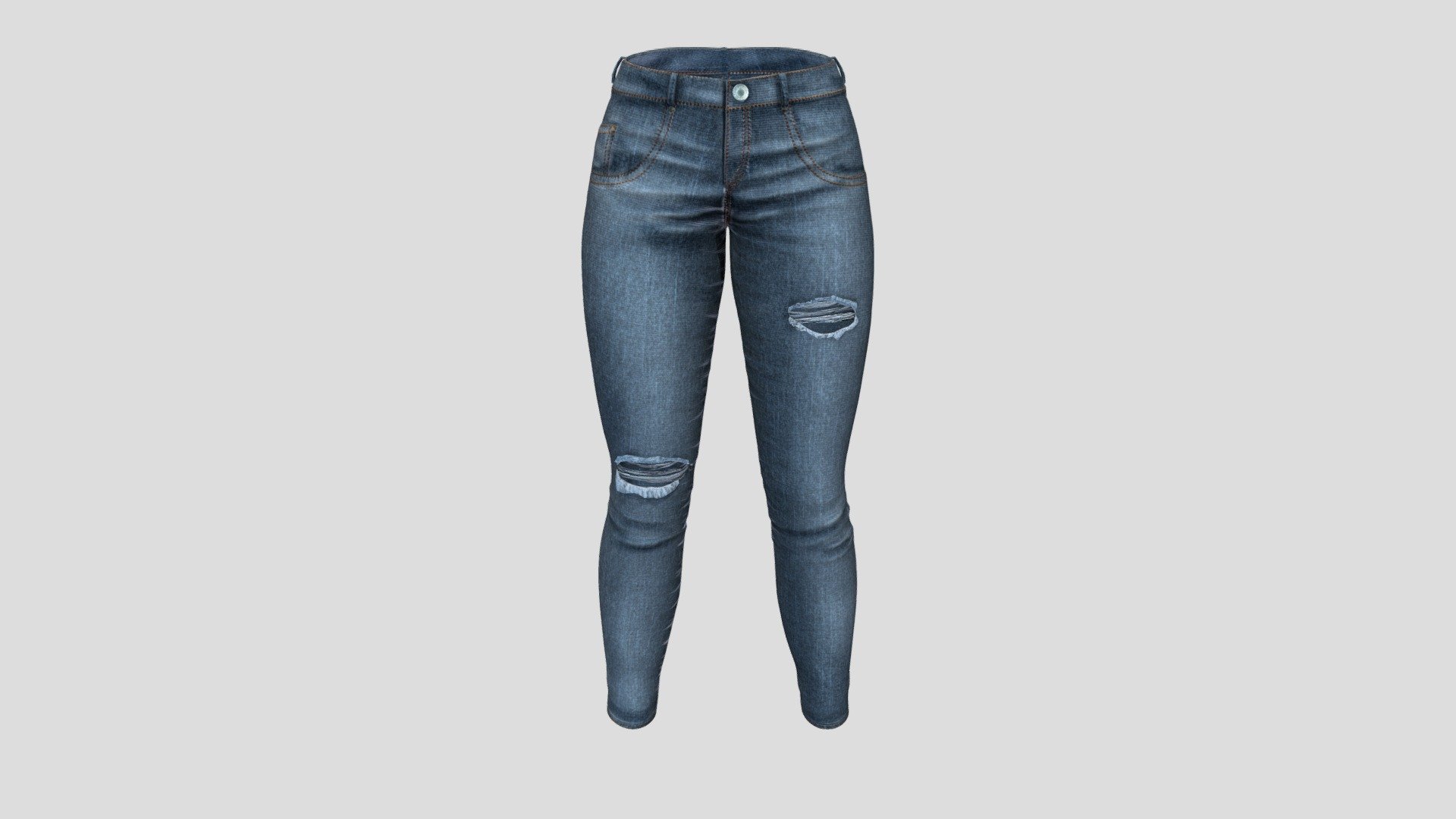 Slim Torn Jeans 3d model