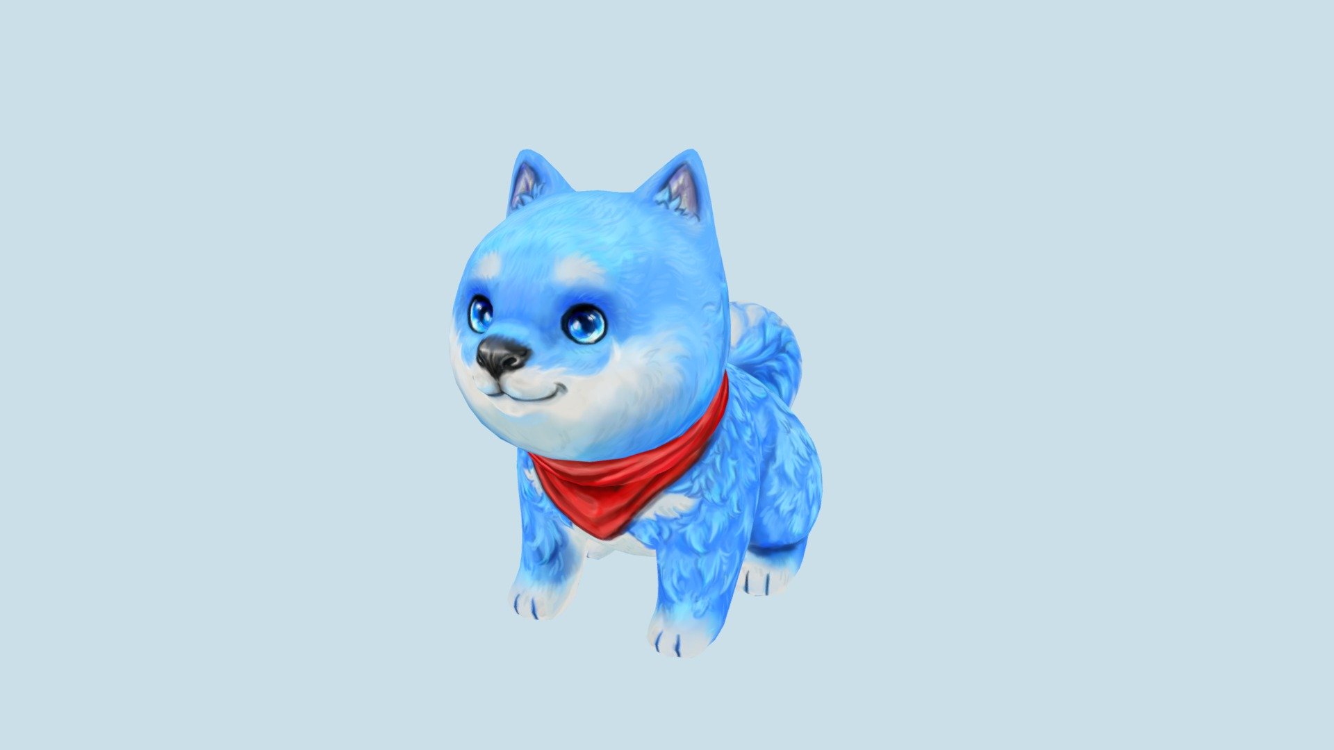 Handpainted Blue Shiba 3d model