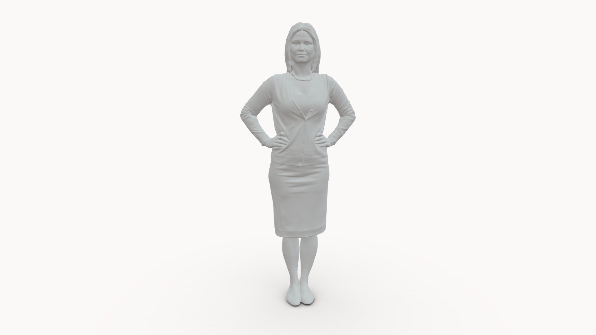 000980 Woman Regular Dress Hands On Sides 3d model