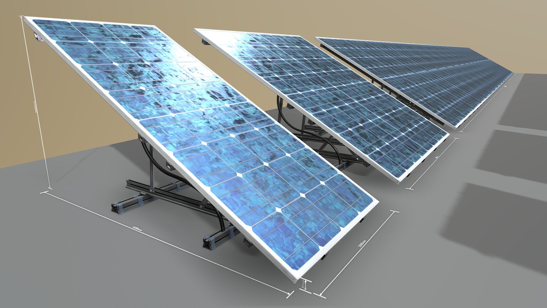 New Solar Panels (Rigged) 3d model