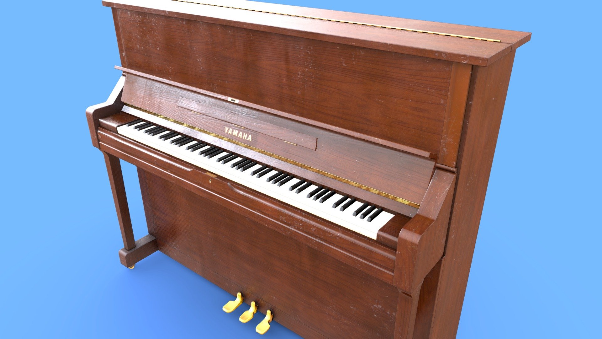 Upright Satin-Walnut Piano 3d model