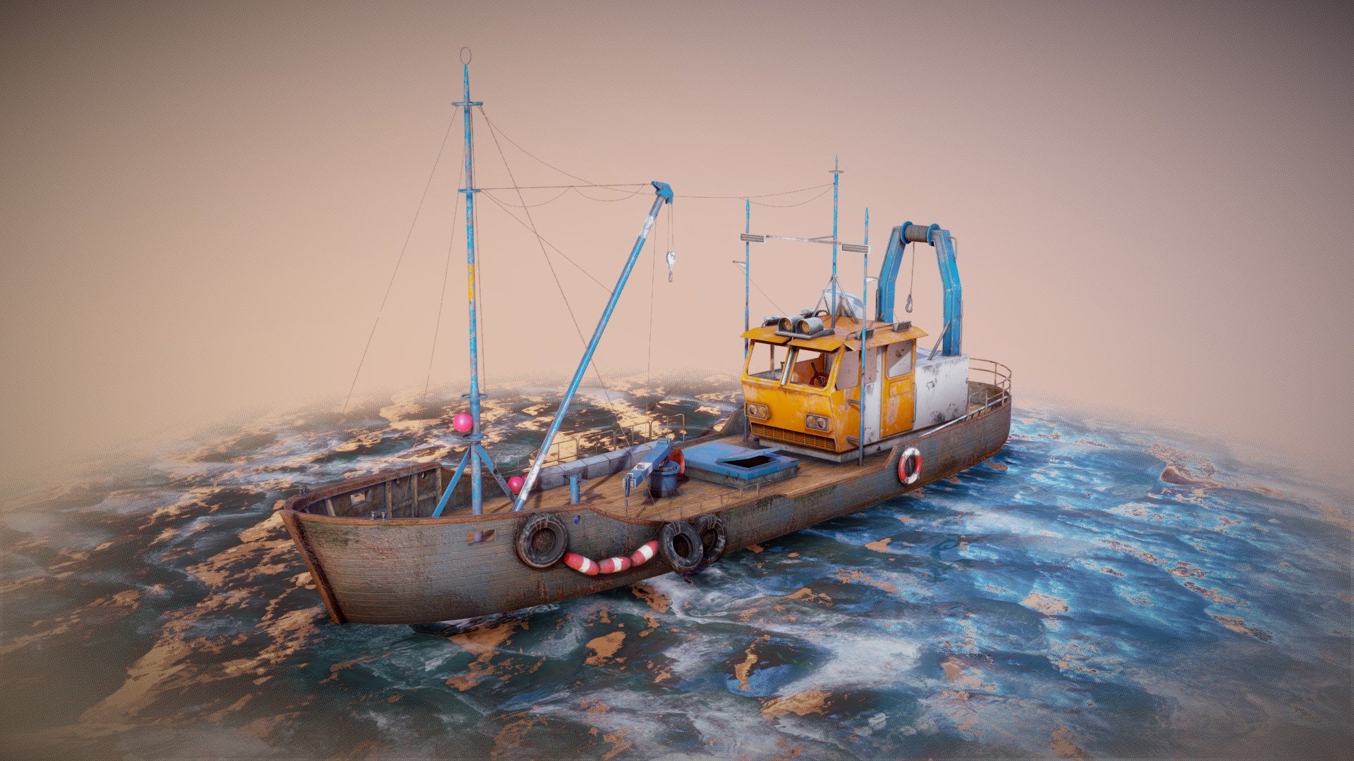 Old Fishing Boat 3d model