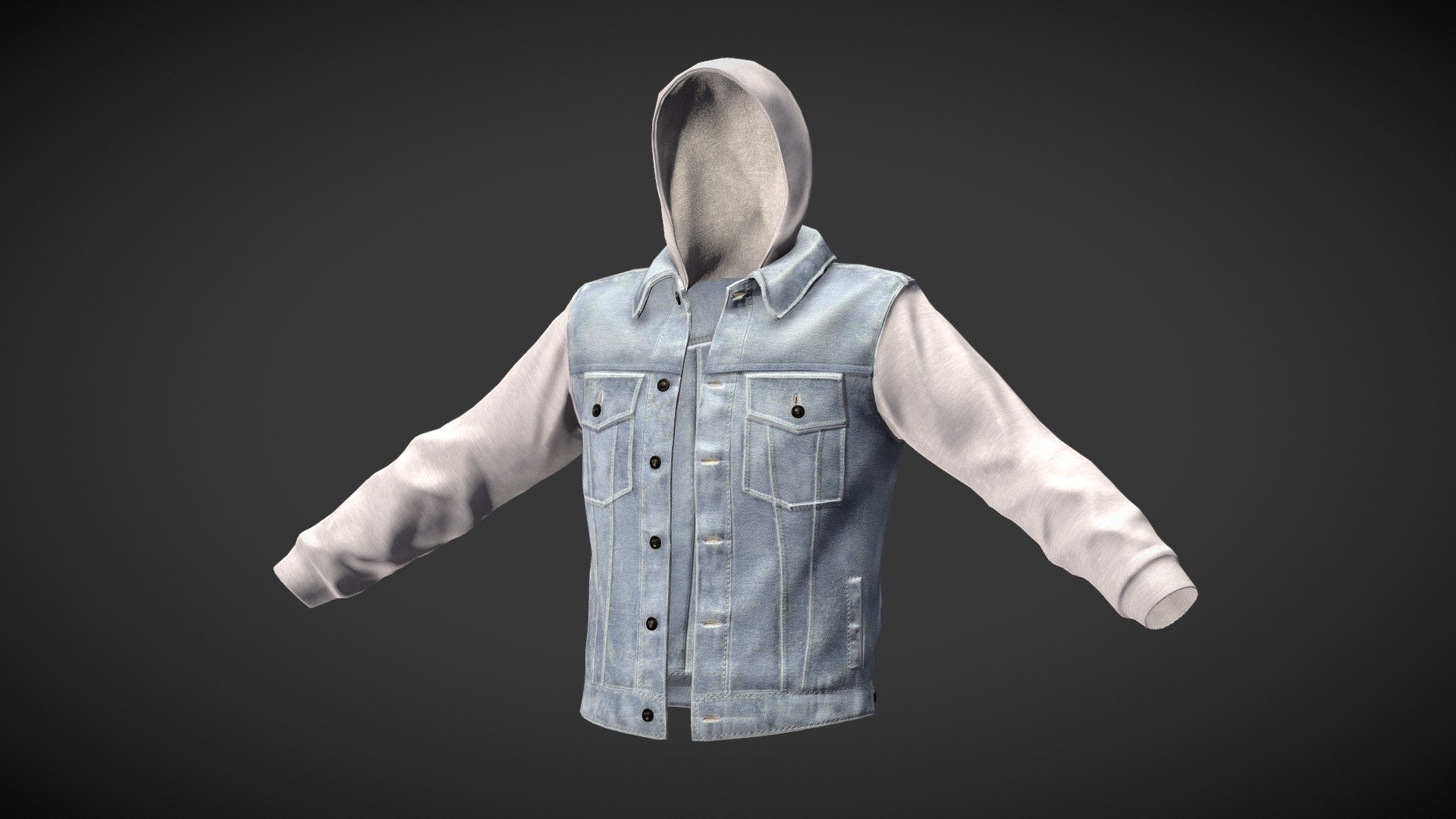 Denim Hoodie 3d model