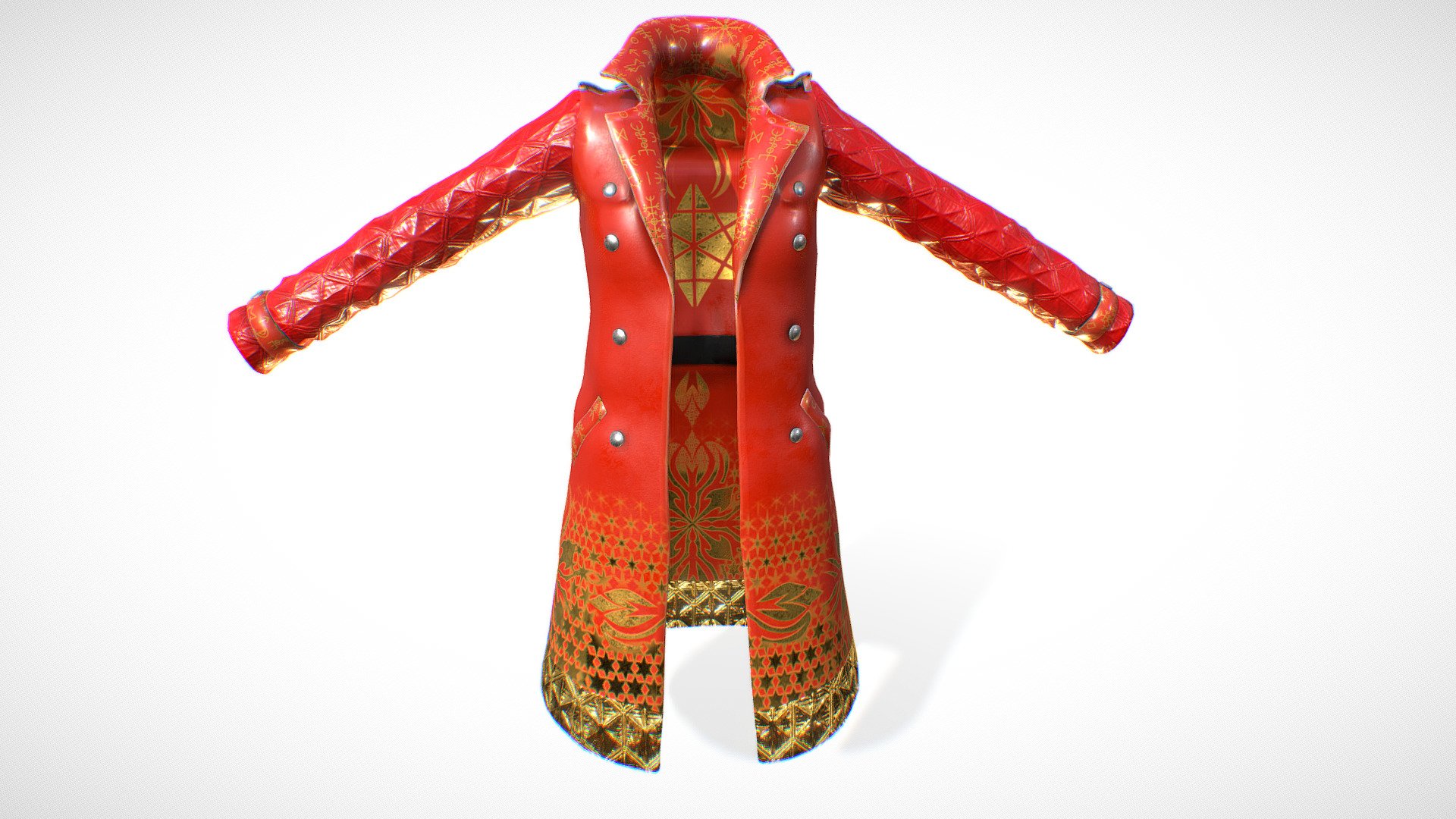 Wizard Mage Runic jacket- Trenchcoat 魔術師 3d model