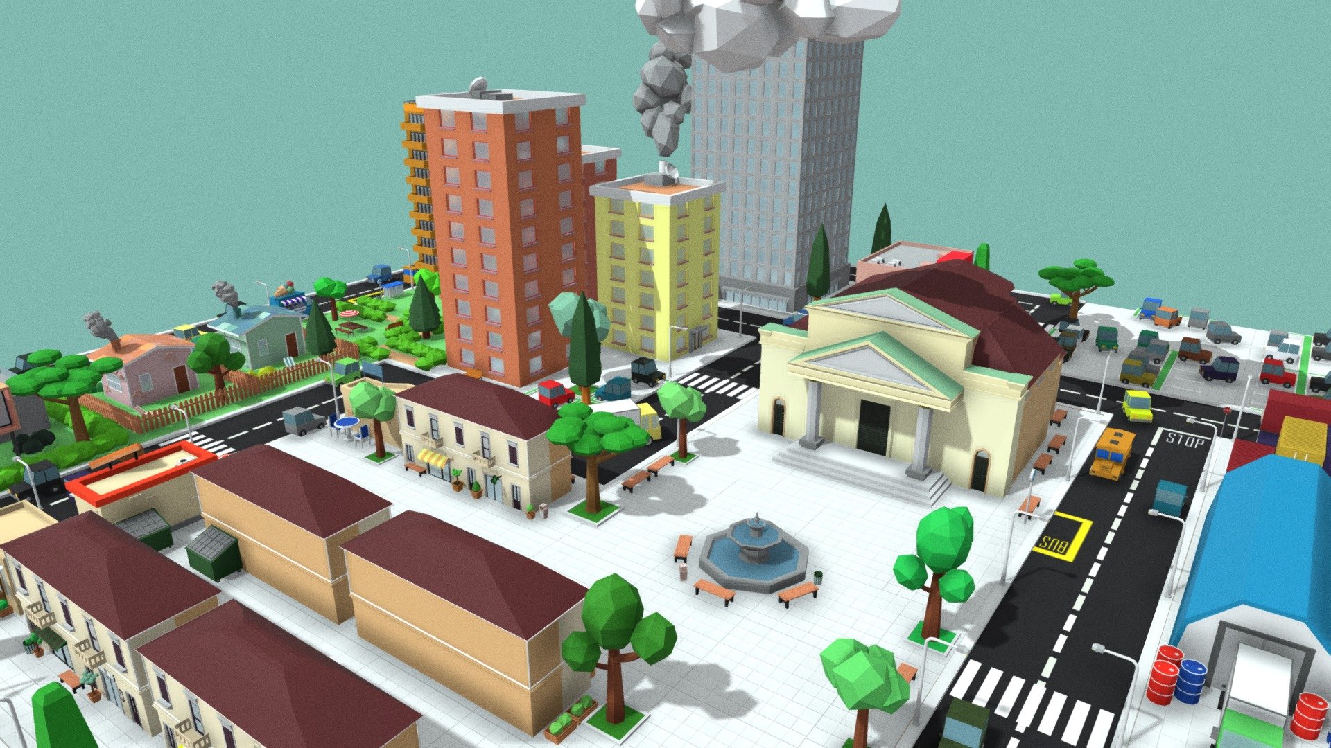 Low Poly City 3d model