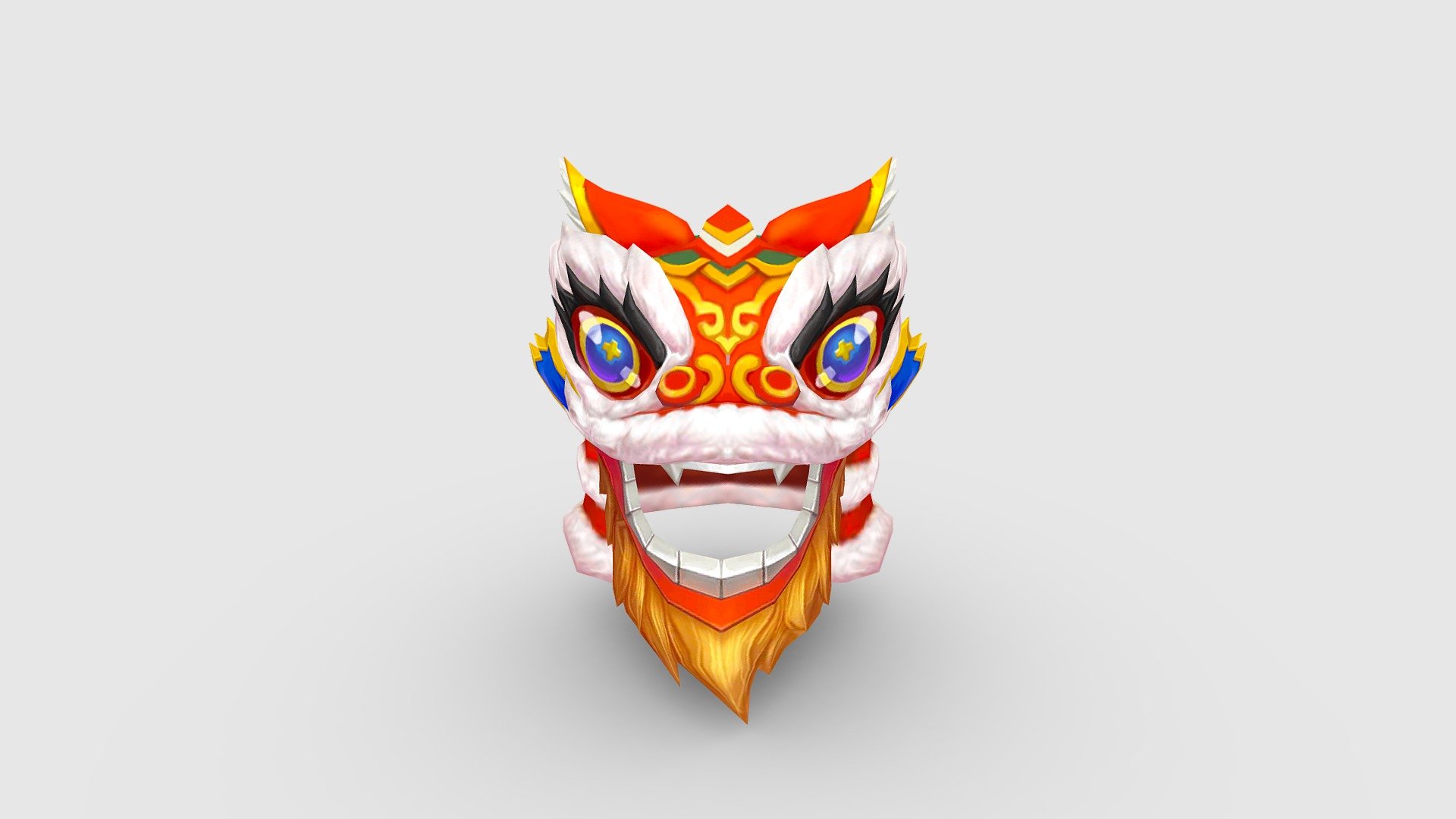 Cartoon lion dance head set 3d model