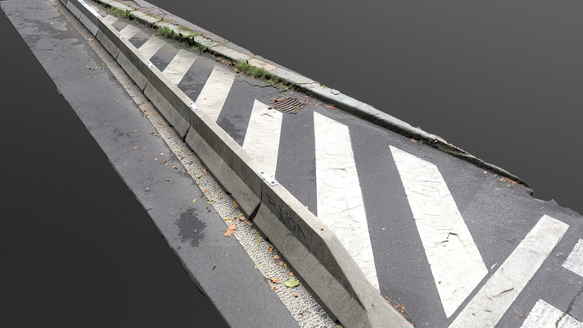 Long concrete jersey road barrier wall 3d model