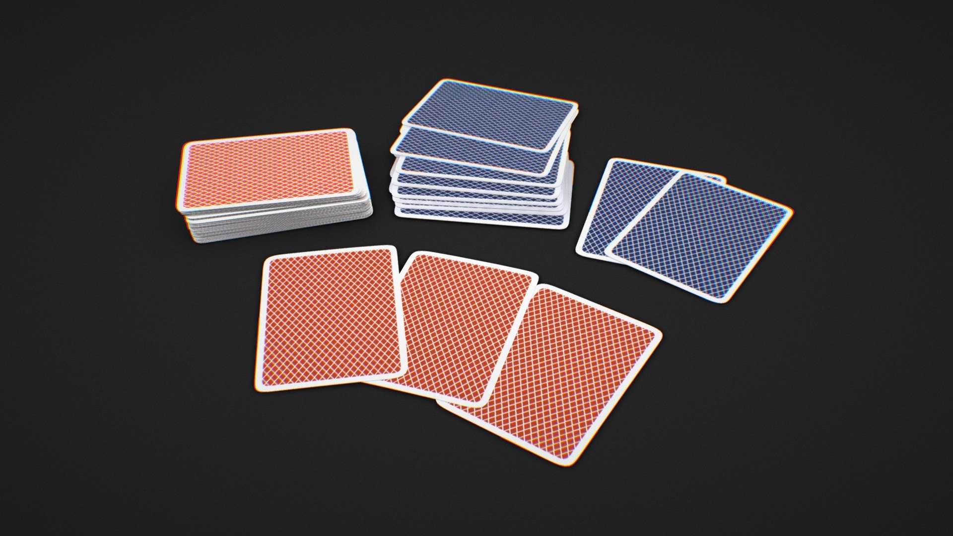 Stacks Of Playing Cards 3d model