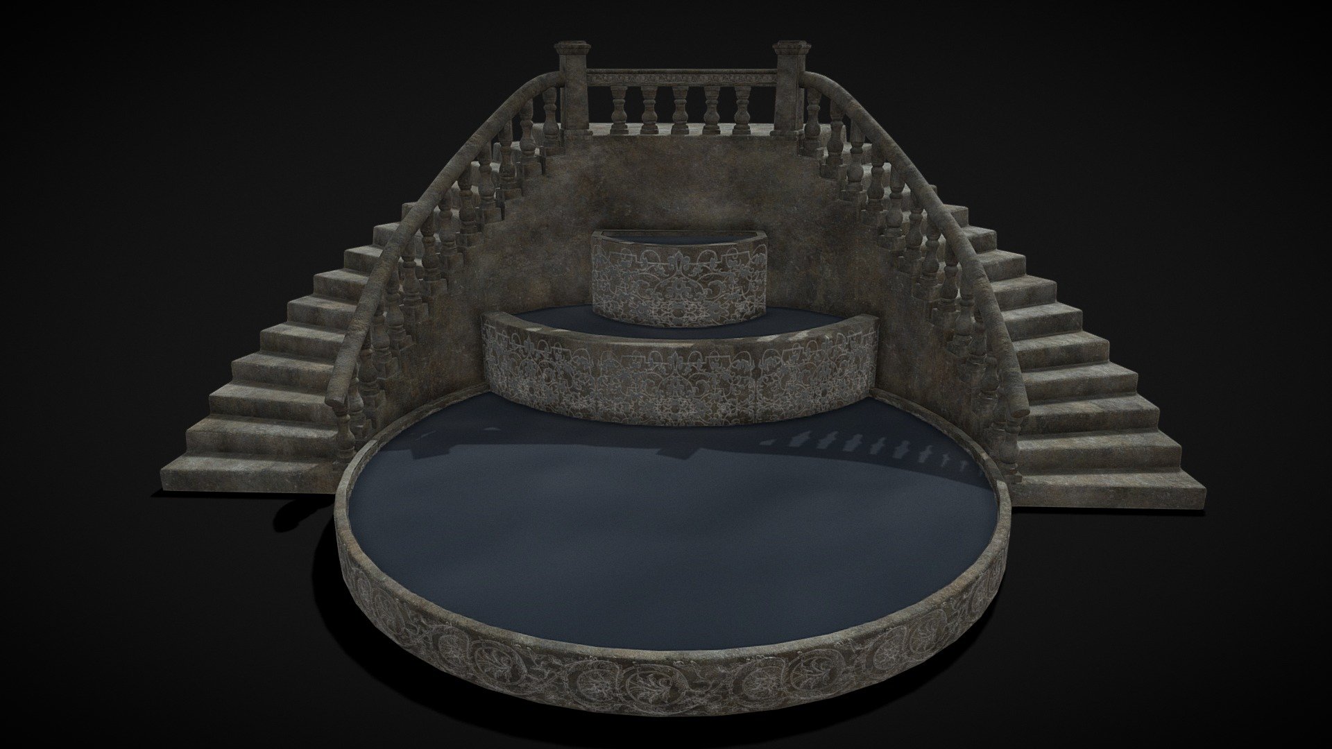 Double Stair Case Fountain 3d model