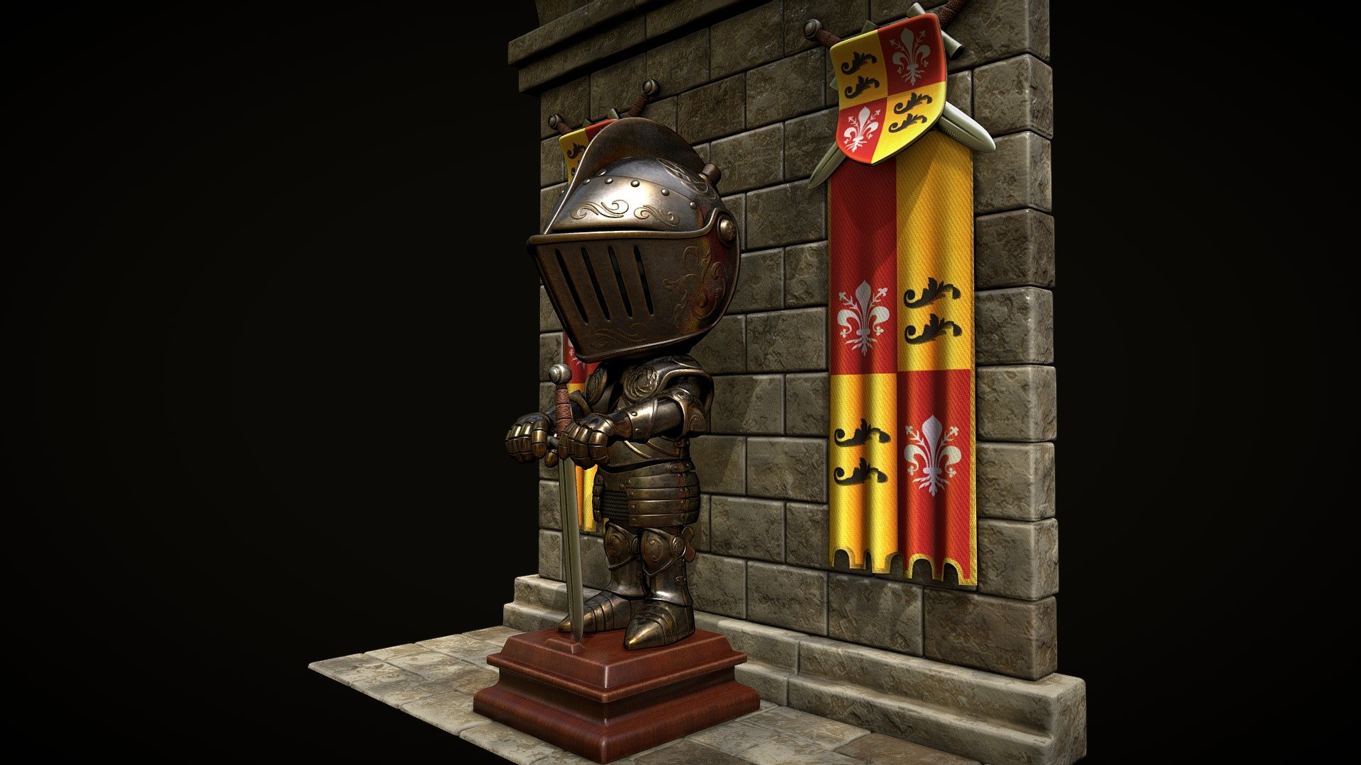 Knight armor of the lily  (toy style) 3d model