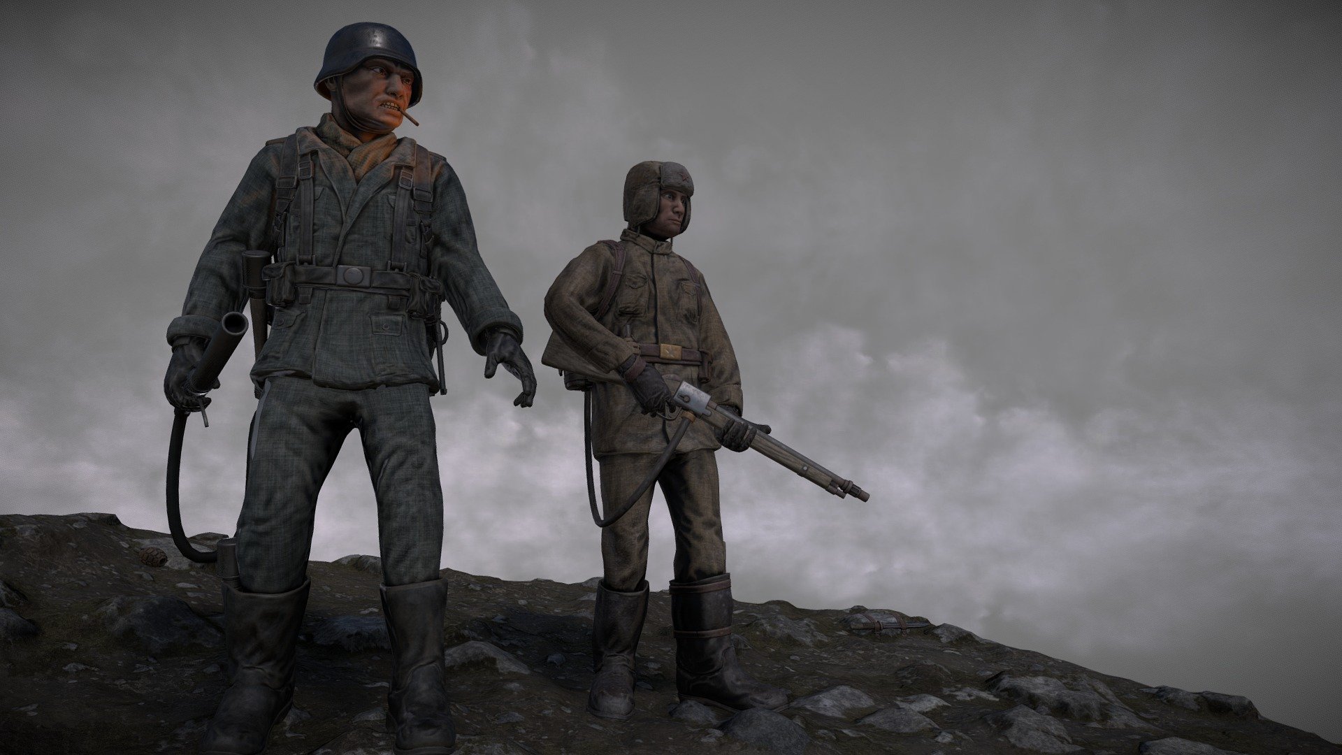 WWII soldiers: Hans and Boris 3d model