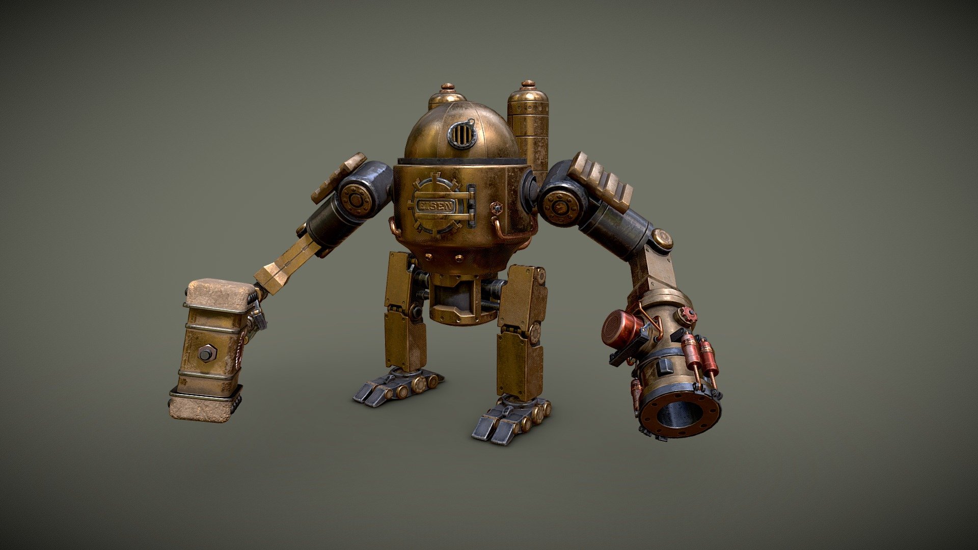 Combat Steampunk Robot 3d model