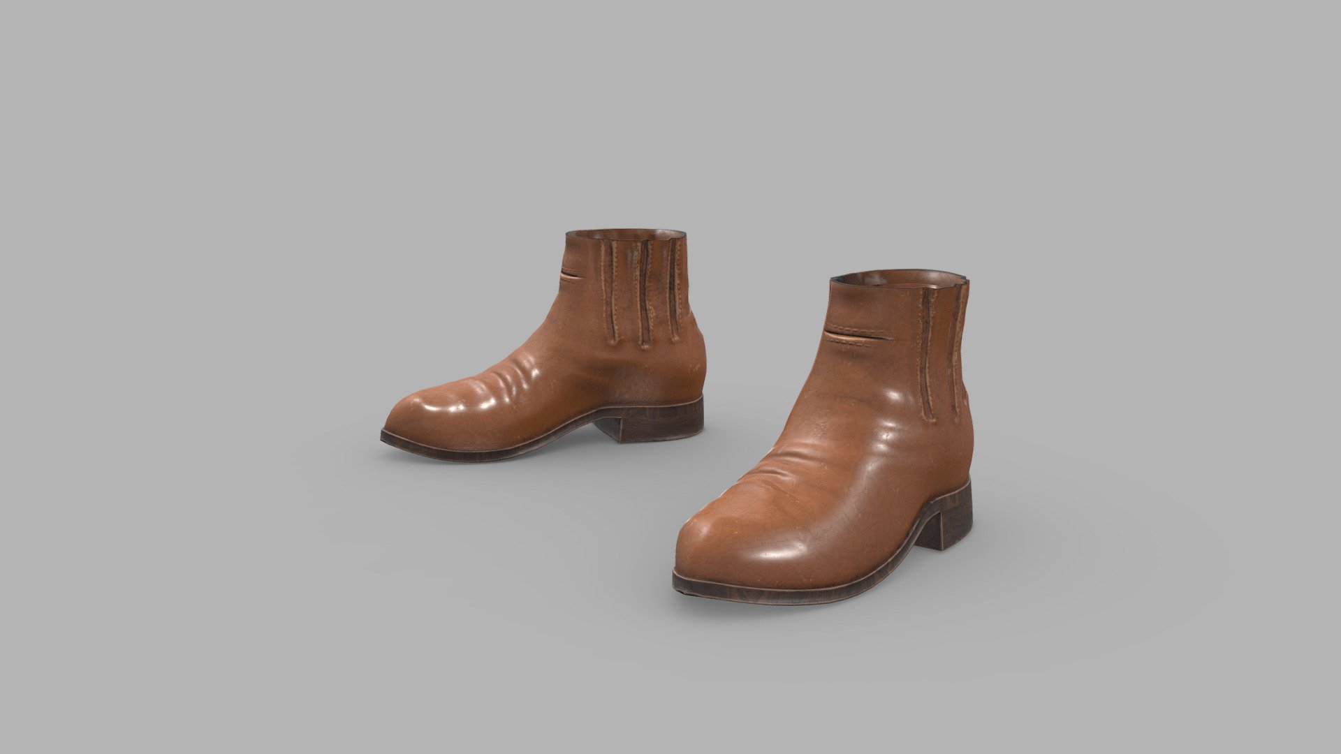 Brown Leather Ankle Chelsea Boots 3d model