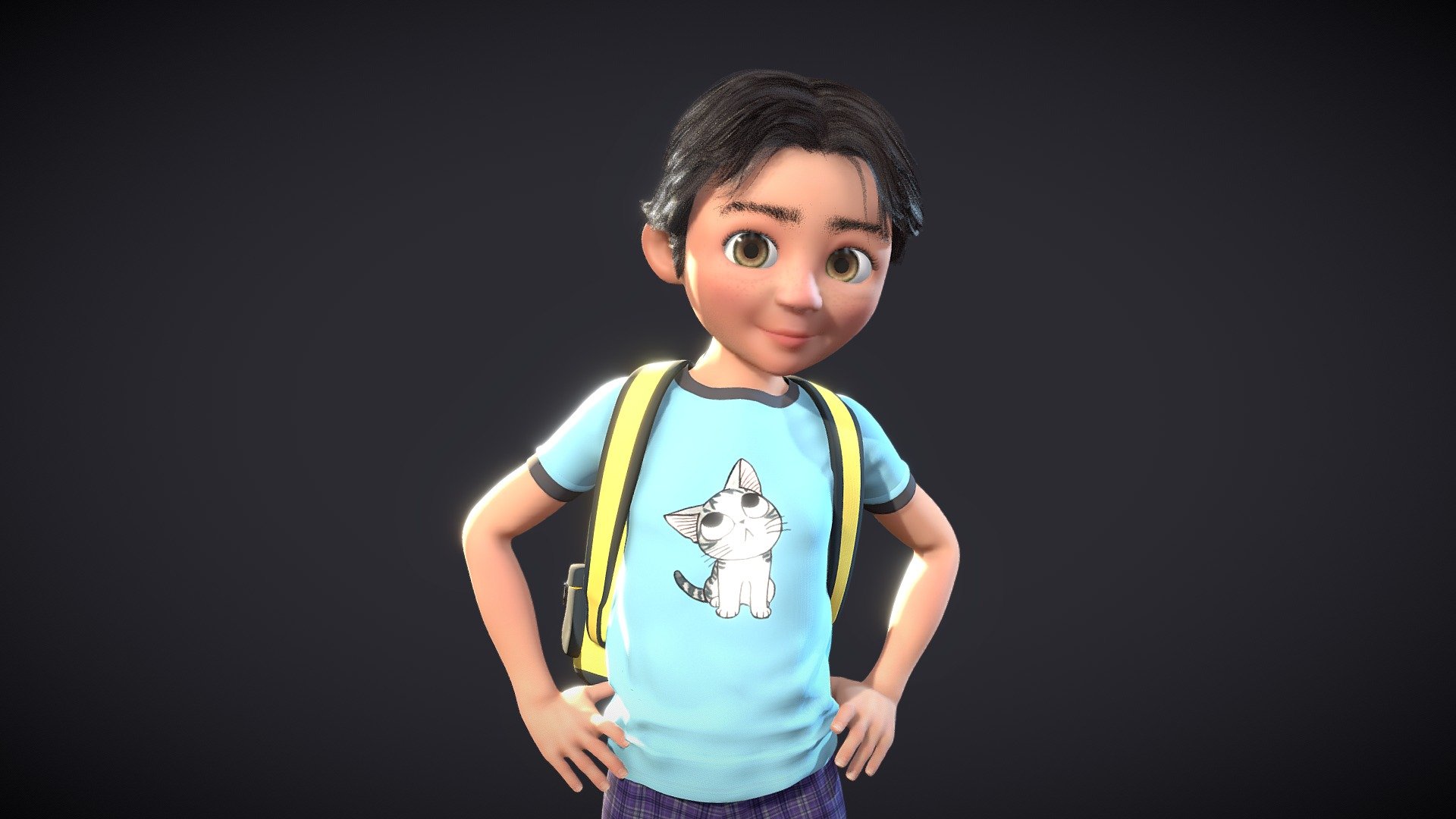 Cartoon cartoon boy students are binding 3d model