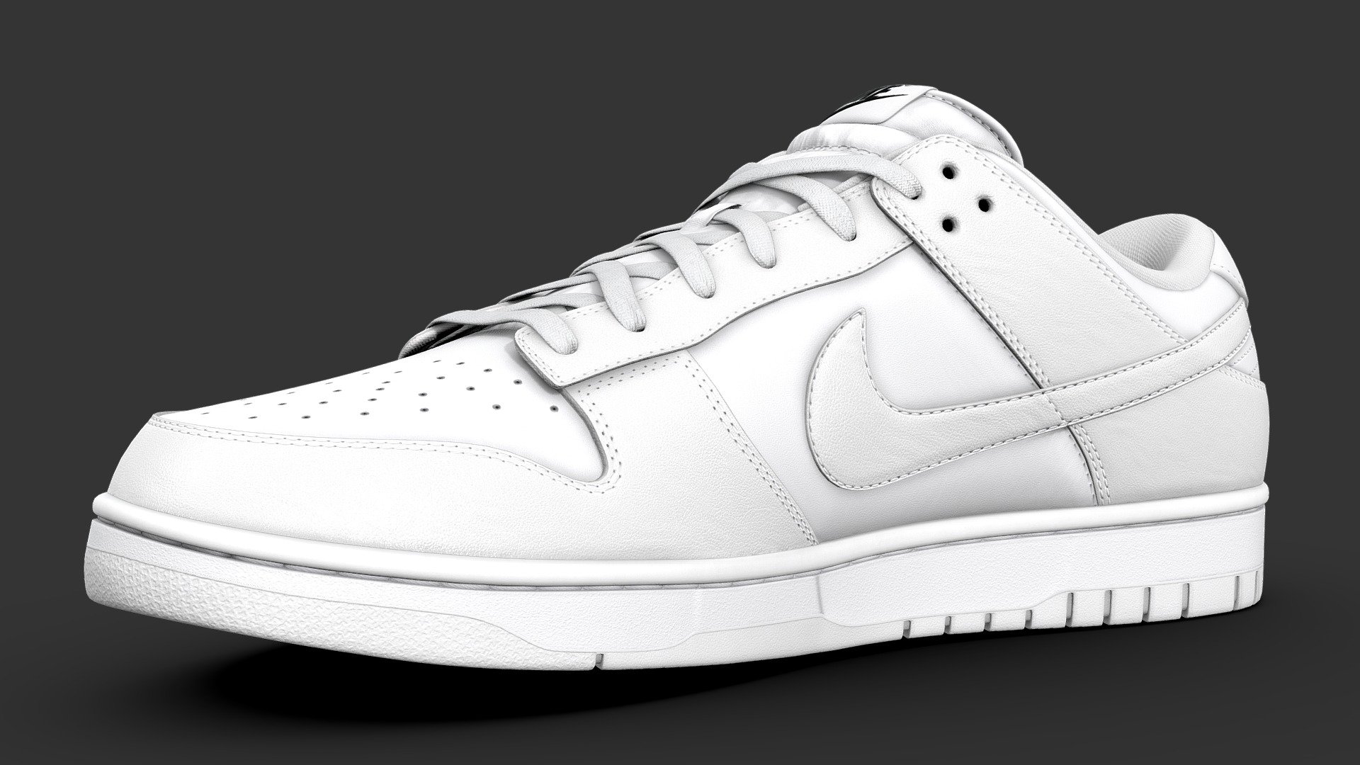 Nike Dunk Low Triple White Sneaker 3d model