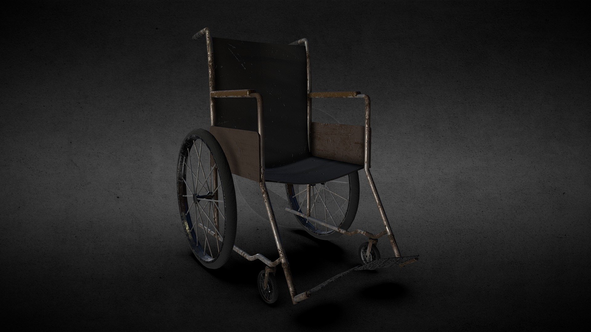 Old Rusty Wheelchair 3d model