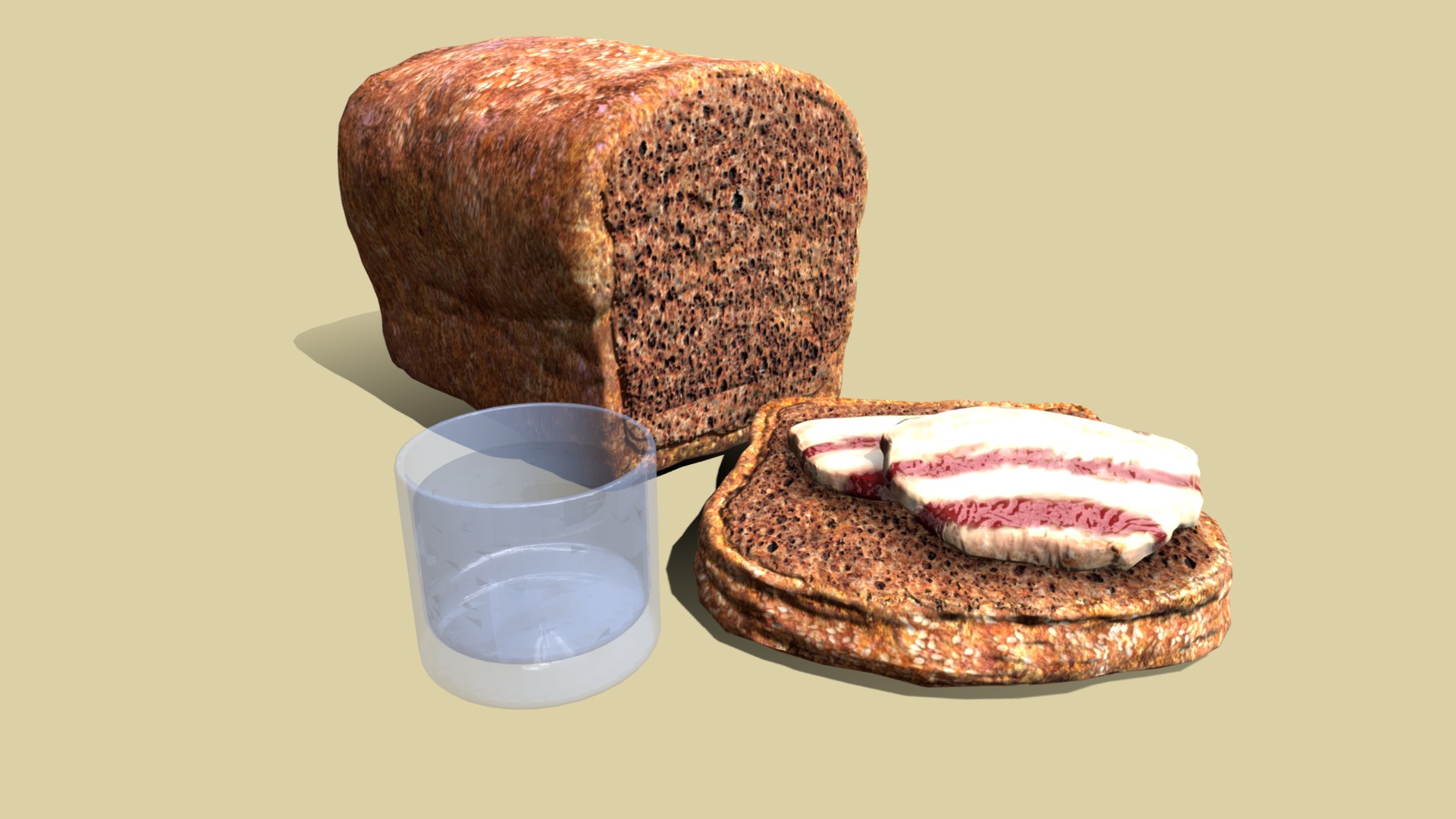 Slavic Bread with a bacon 3d model