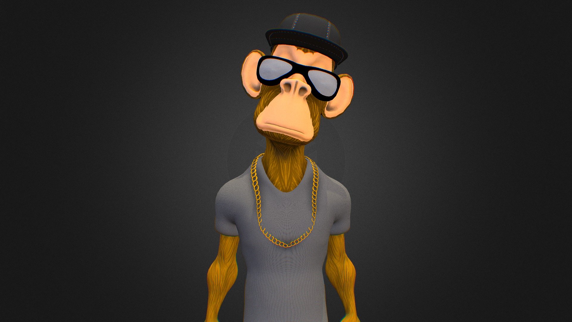 NFT Toon Monkey rigged and animated 3d model