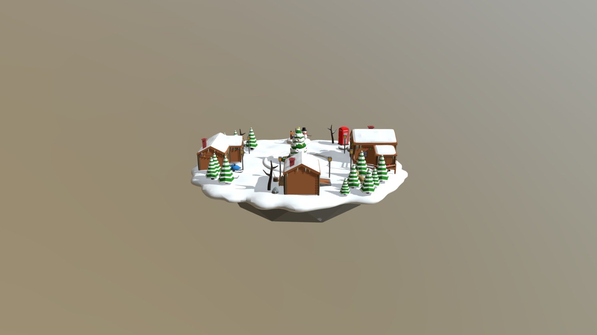 Low Poly Winter Scene 3d model