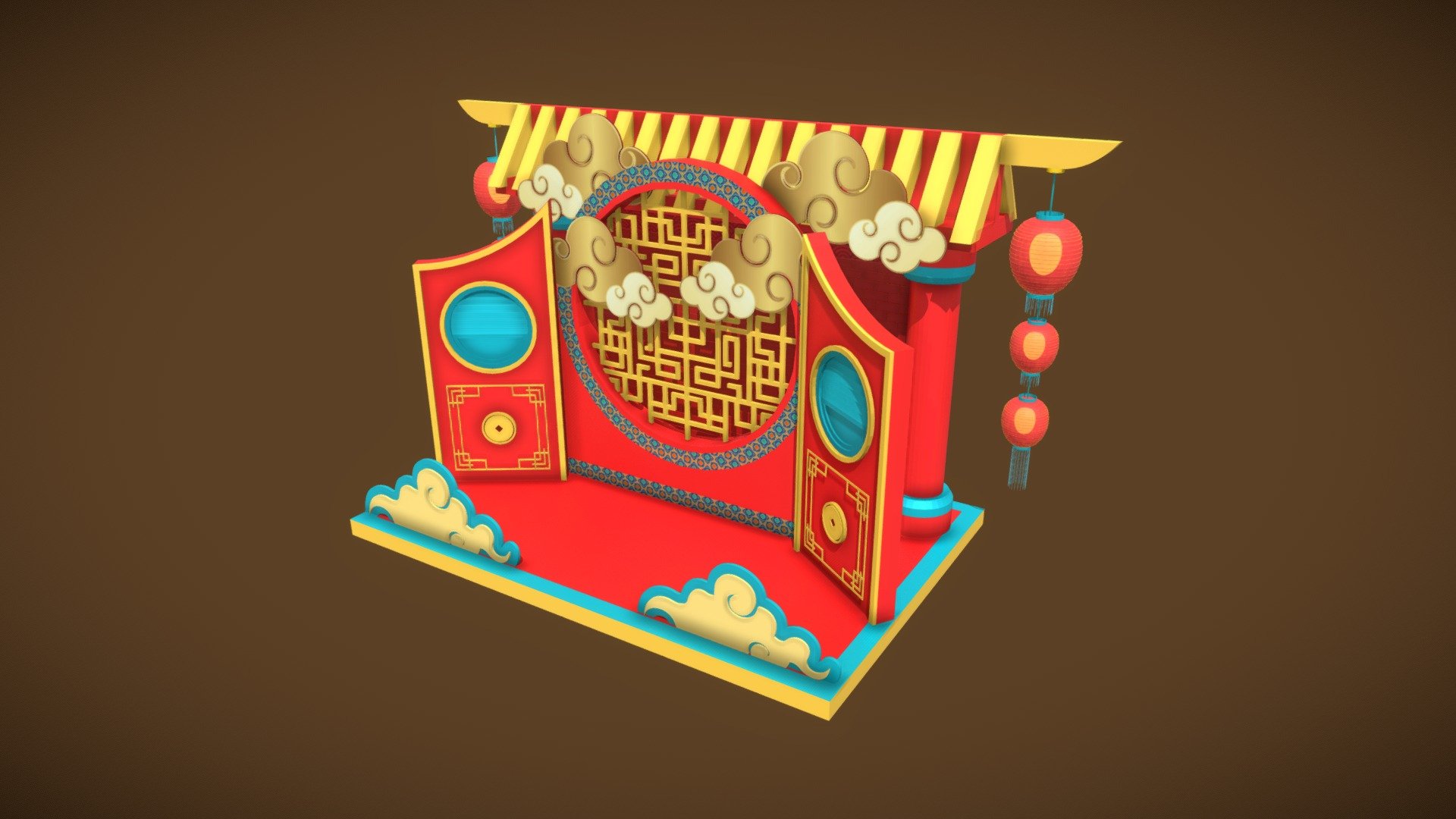 Chinese New Year Booth 3d model