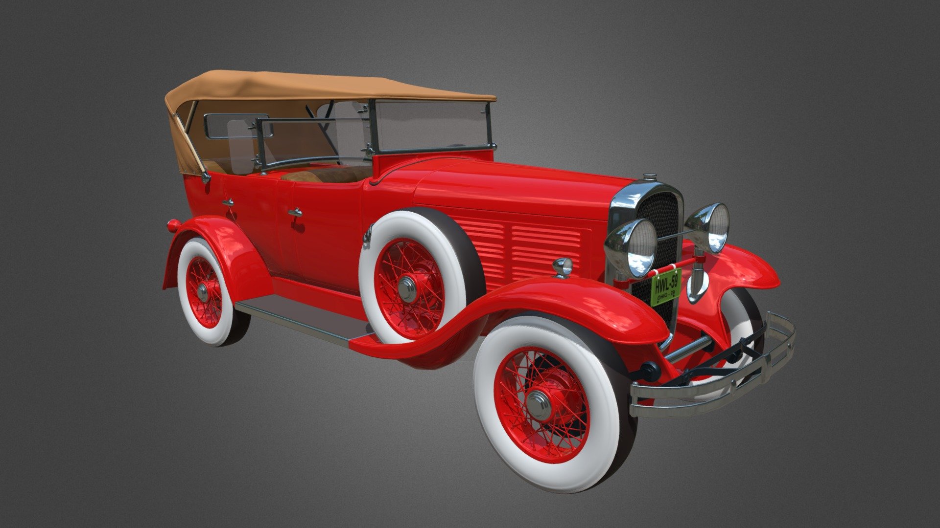 Automobile old 1929 Jordan Speedster Car 3d model