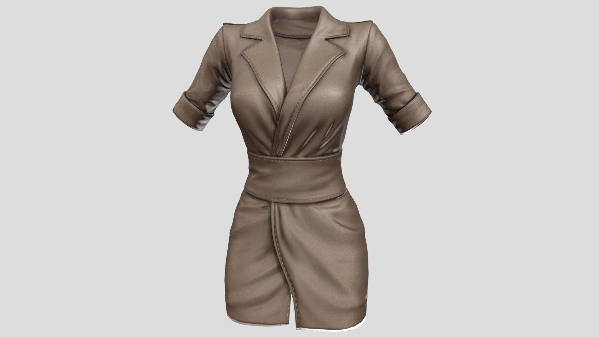 Womens Leather Wrap Dress 3d model