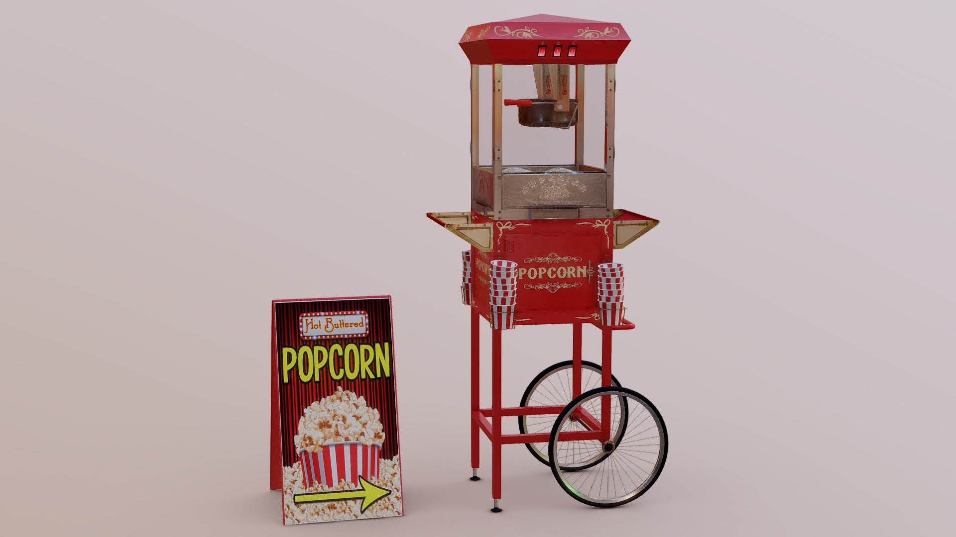 Popcorn Cart 3d model