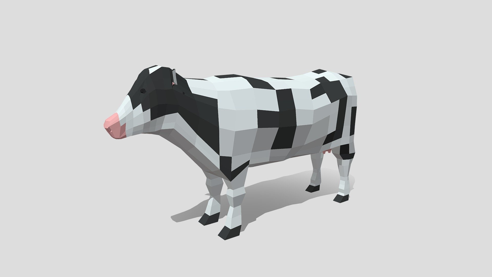 Low Poly Cartoon Cow (white) 3d model