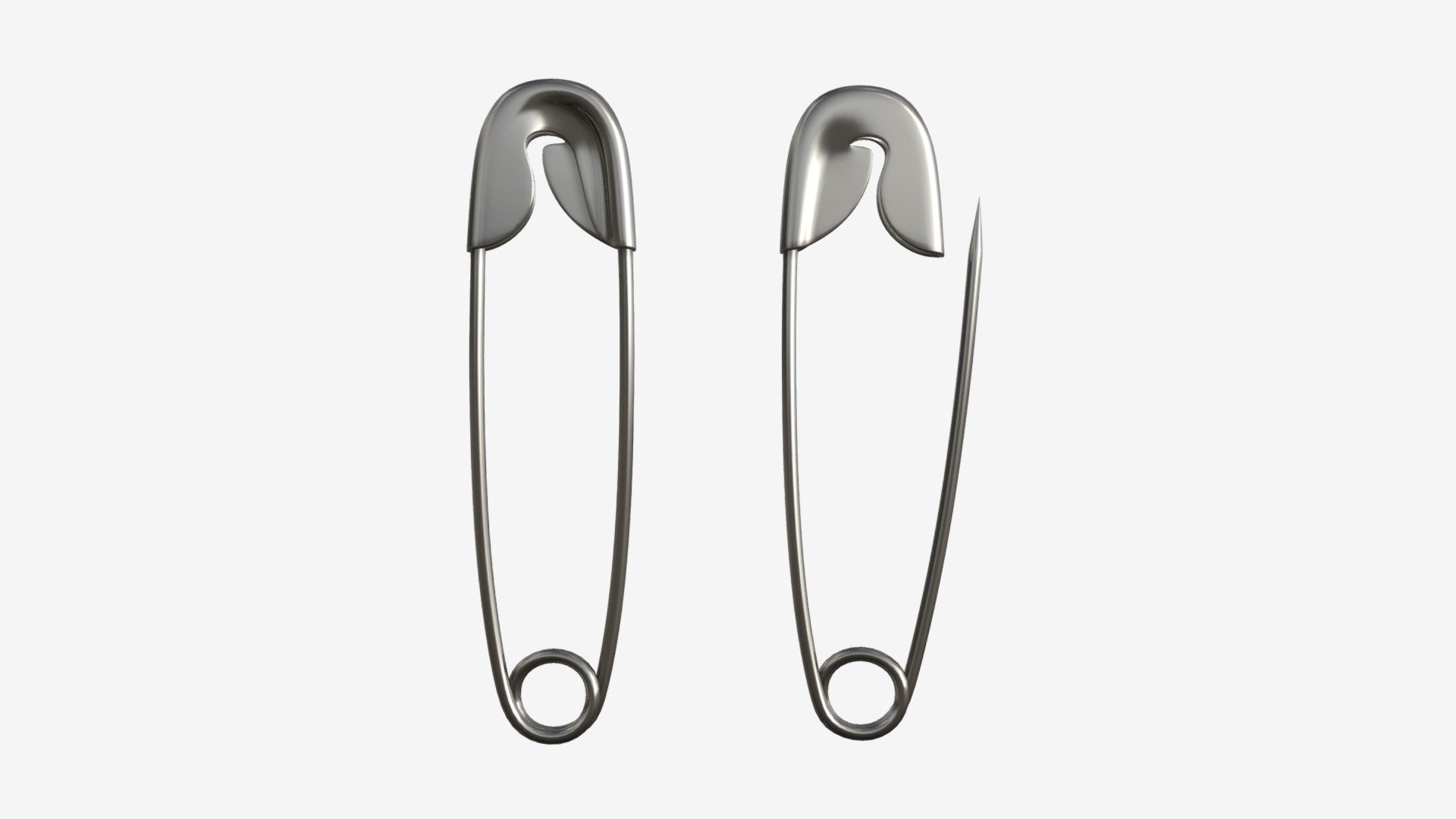 Safety pins locked and open 3d model