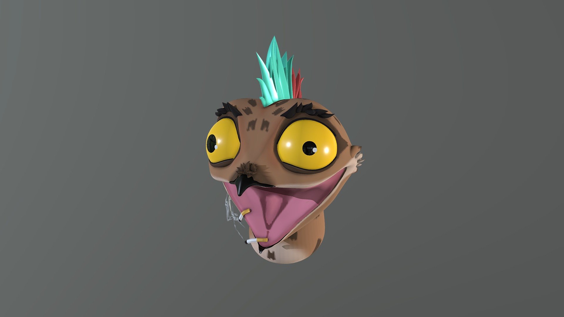 Cyberpunk potoo bust 3d model